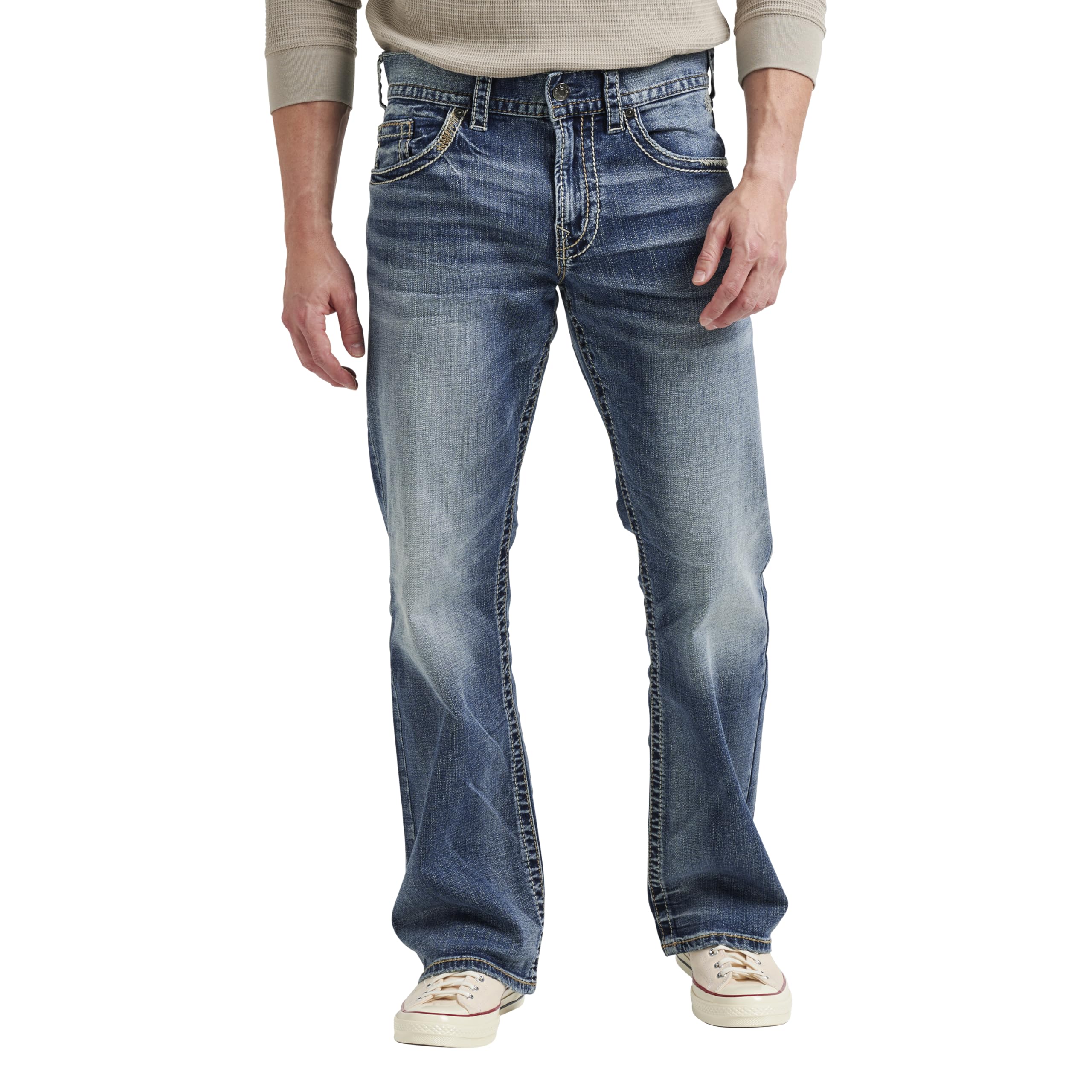 Silver Jeans Co. Men's Zac Relaxed Fit Straight Leg Jeans - Comfortable Casual Denim Pants for Everyday Wear | Perfect for Work, Weekend & Outdoor Activities
