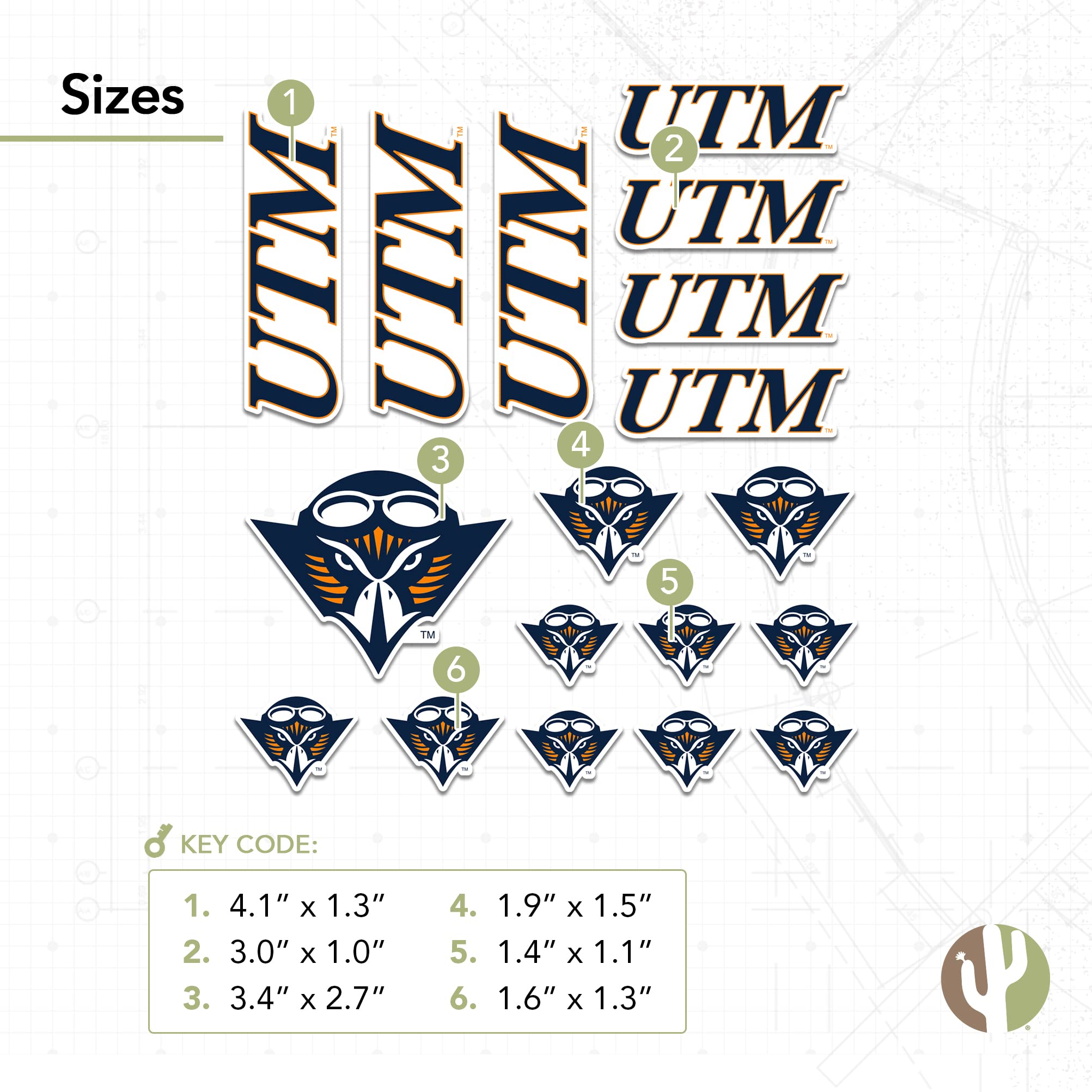 Tennessee Skyhawks Vinyl Decals - UT Martin Stickers for Laptop, Water Bottle, Car & Scrapbooking | Durable Desert Cactus Design | Perfect for School Spirit, College Decor & Fan Gifts
