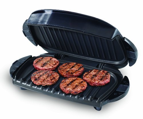 George Foreman Indoor Electric Grill - Nonstick, Adjustable Temperature, Perfect for Burgers, Steaks & Paninis - Ideal for Kitchen, Office & Small Spaces