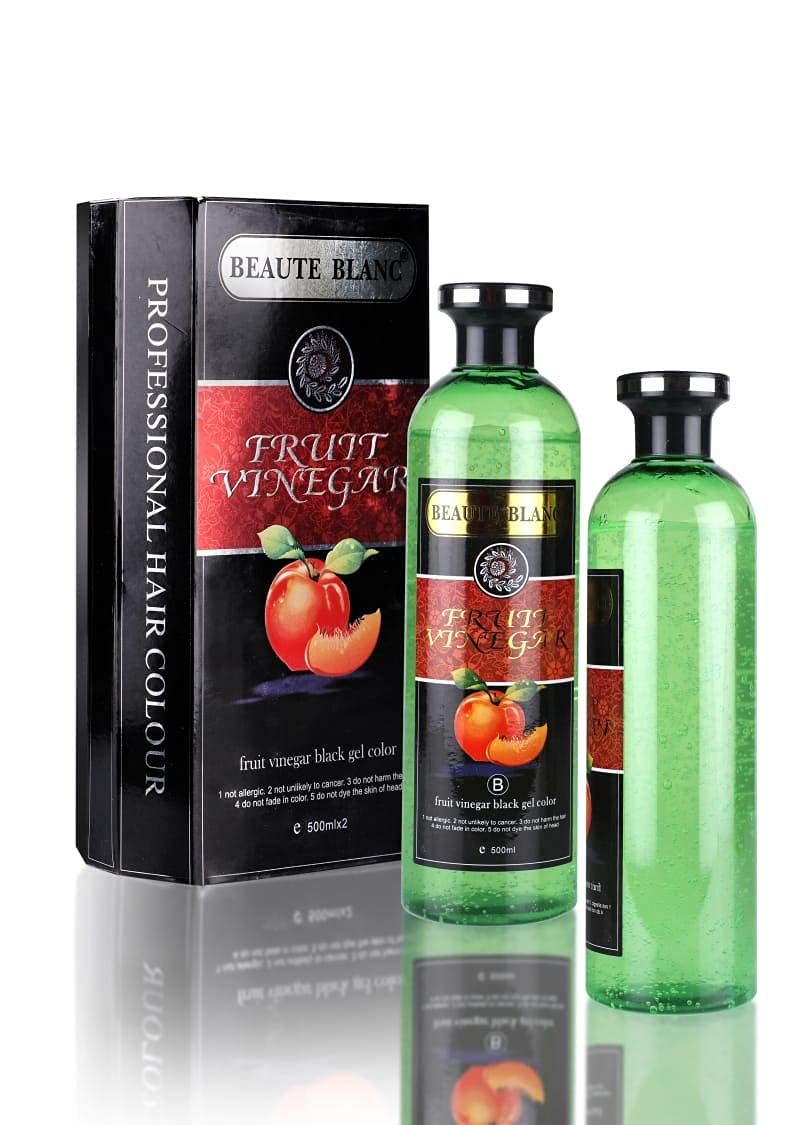 BEAUTE BLANC Fruit Vinegar Hair Color - Natural Black Hair Dye with Hair Care Benefits (500ml x 2 Pack) | Gentle Coloring for Gray Coverage & Daily Hair Maintenance