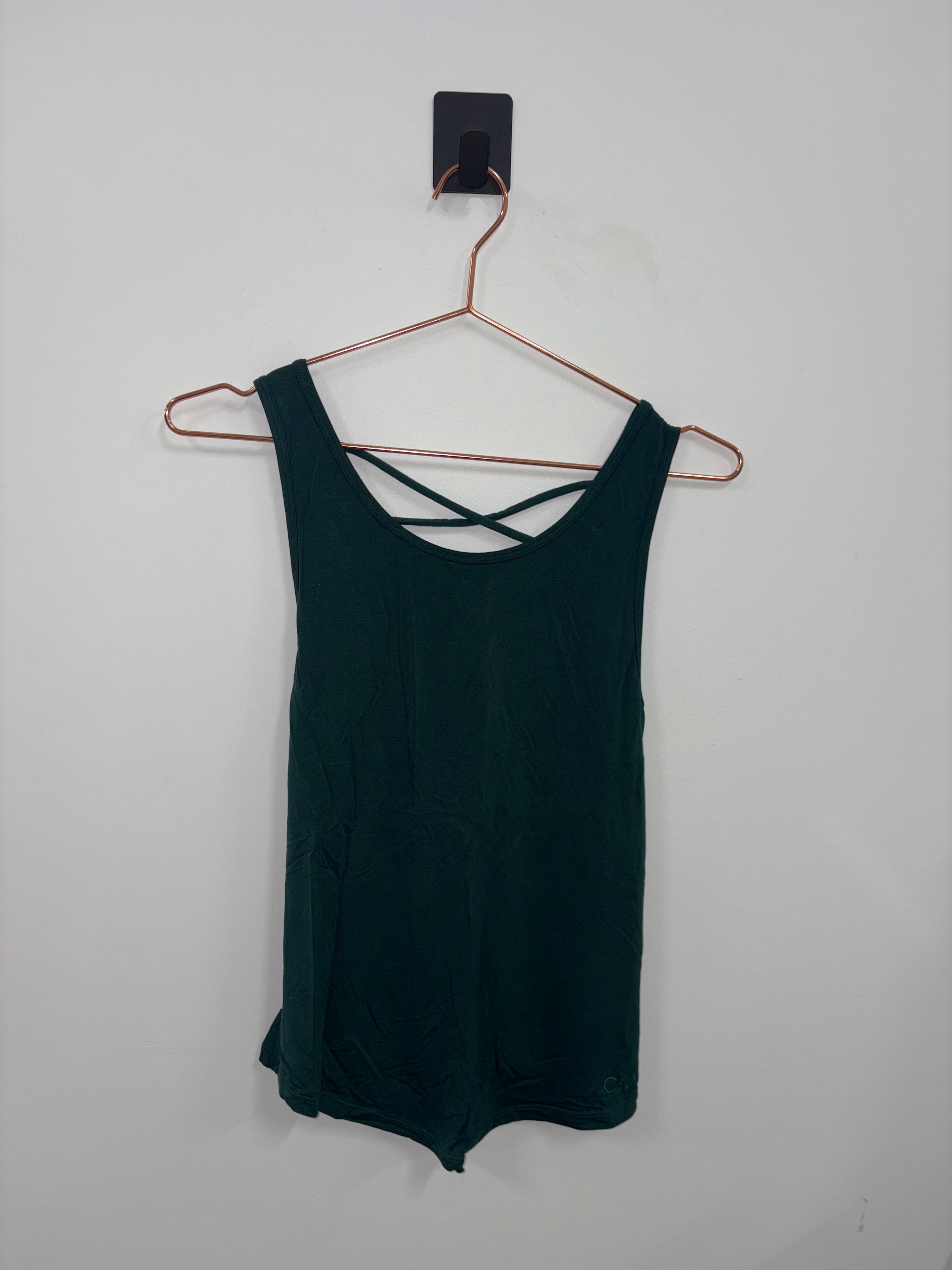 Scrunch Back Tank Top for Women - Soft Stretchy Yoga Cami - Forest Green Small | Perfect for Workouts, Yoga & Summer Outfits