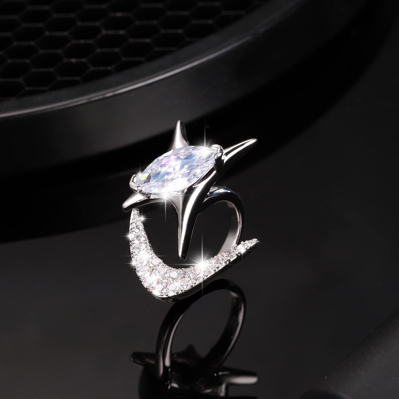 Zirconia Open Ring for Women - Elegant Mother's Day Jewelry Gift for Wife & Mom | Fashionable Statement Ring for Date Night & Special Occasions