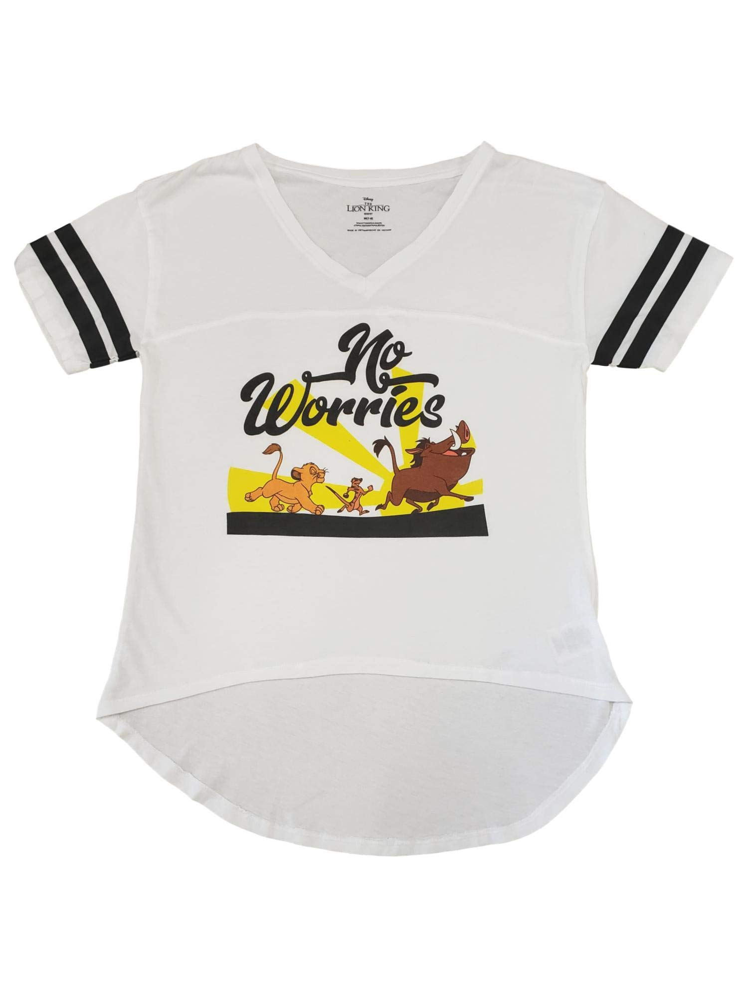 Disney Junior Women's Lion King No Worries White T-Shirt - Cute Graphic Tee for Fans - Perfect for Casual Wear, Disney Theme Parties & Gifts