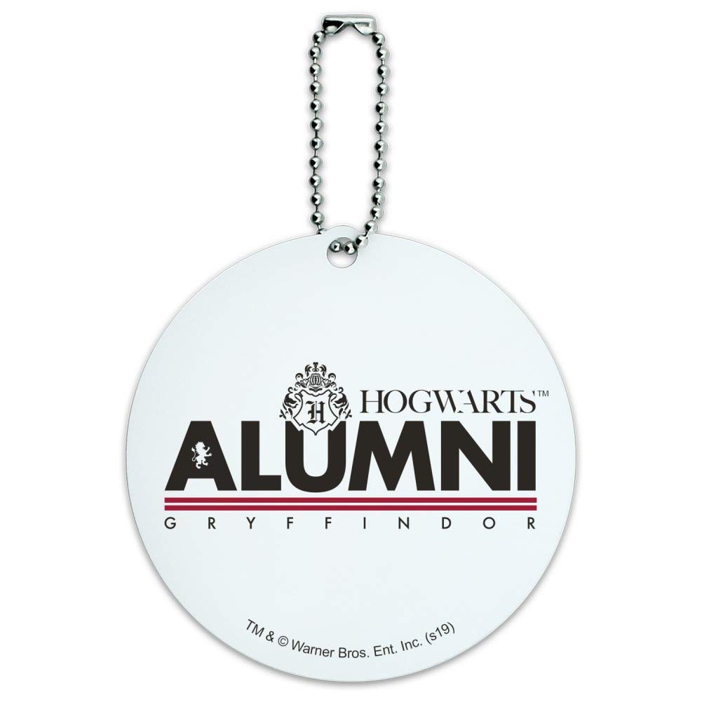 Harry Potter Gryffindor Alumni Round Luggage ID Tag - Personalized Suitcase Name Tag for Carry-On Bags - Perfect for Travel, School Backpacks, and Harry Potter Fans Collection