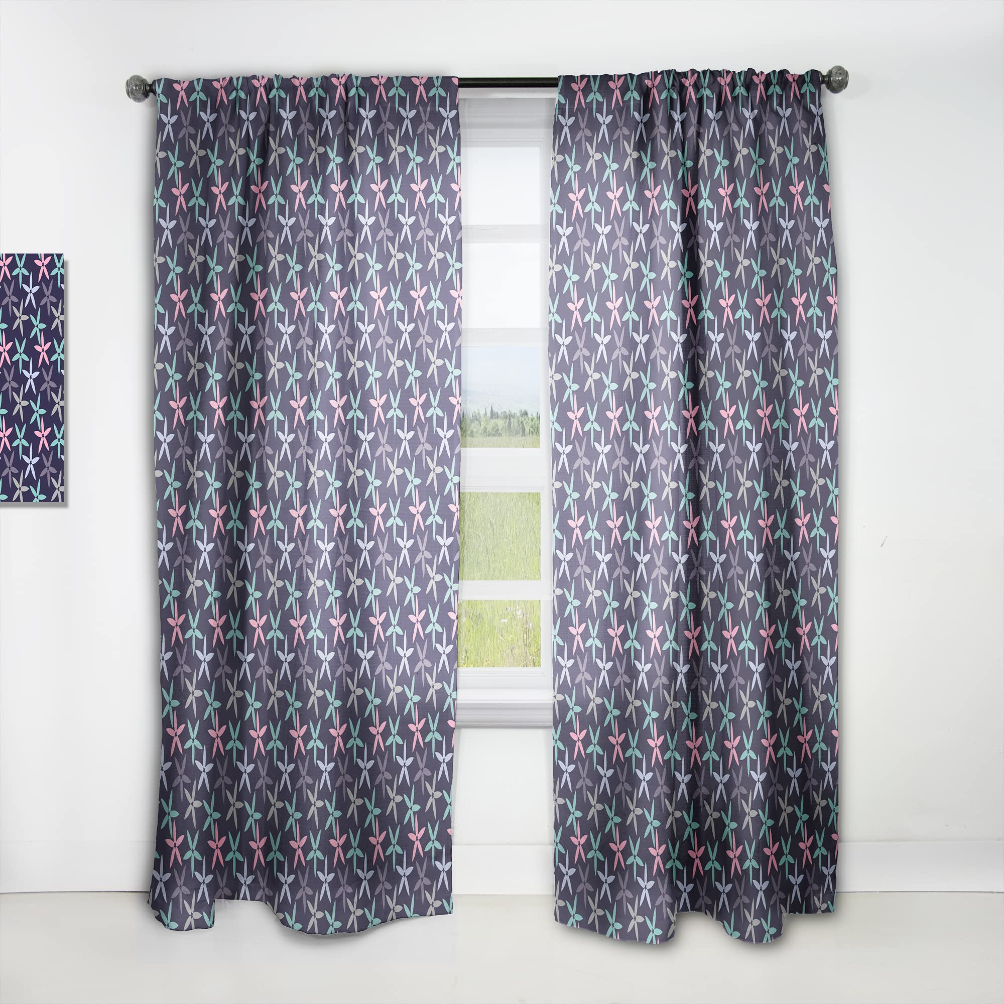 DesignQ Retro Abstract Floral Print Thermal Insulated Curtains - Single Panel 52x108 - Bedroom & Living Room Window Drapes for Energy Efficiency & Home Decor