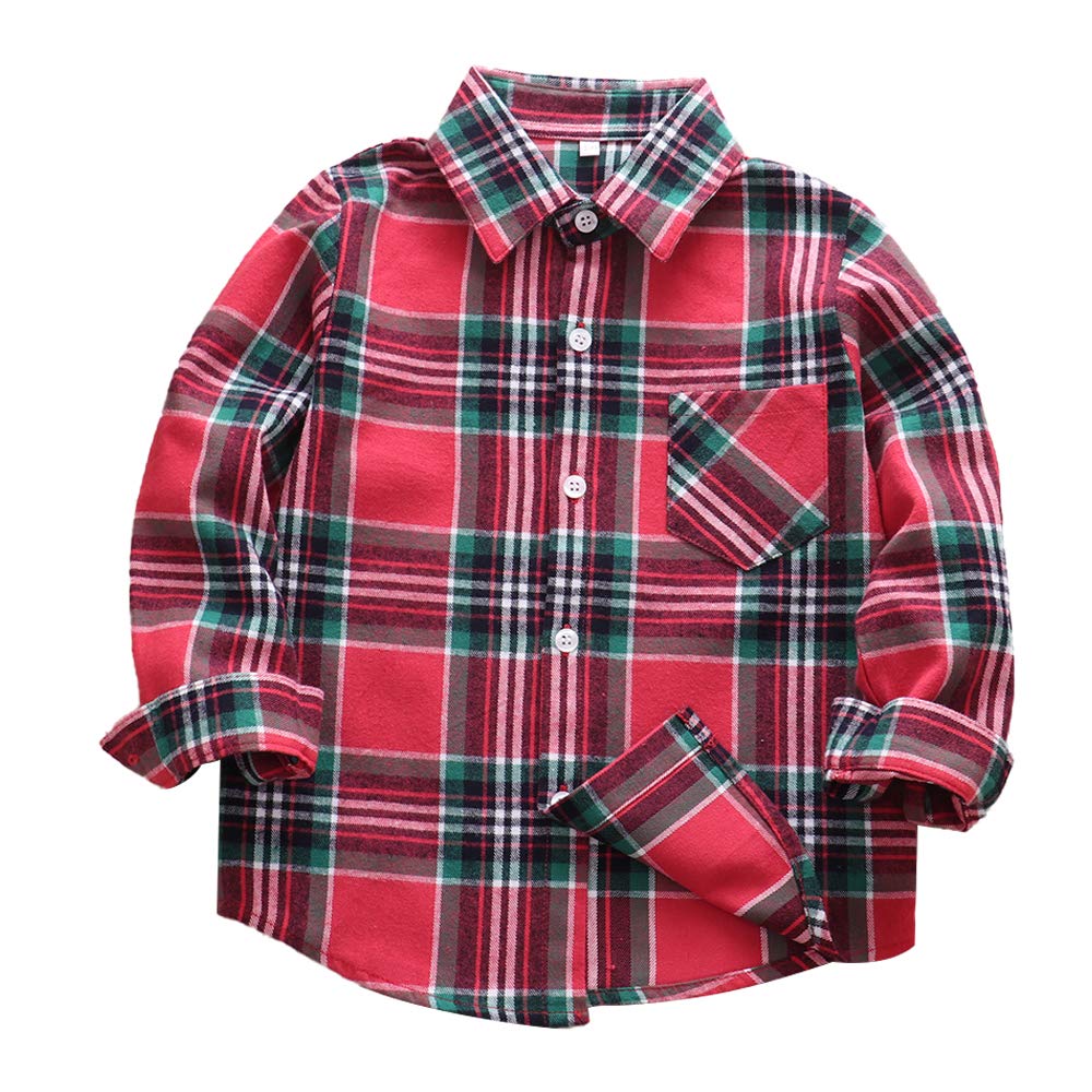 Boys Flannel Shirts - Western Style Button Down Plaid Shirts for Toddlers & Kids | Long Sleeve Christmas Outfit | Perfect for Holiday Photos, School Days & Outdoor Adventures