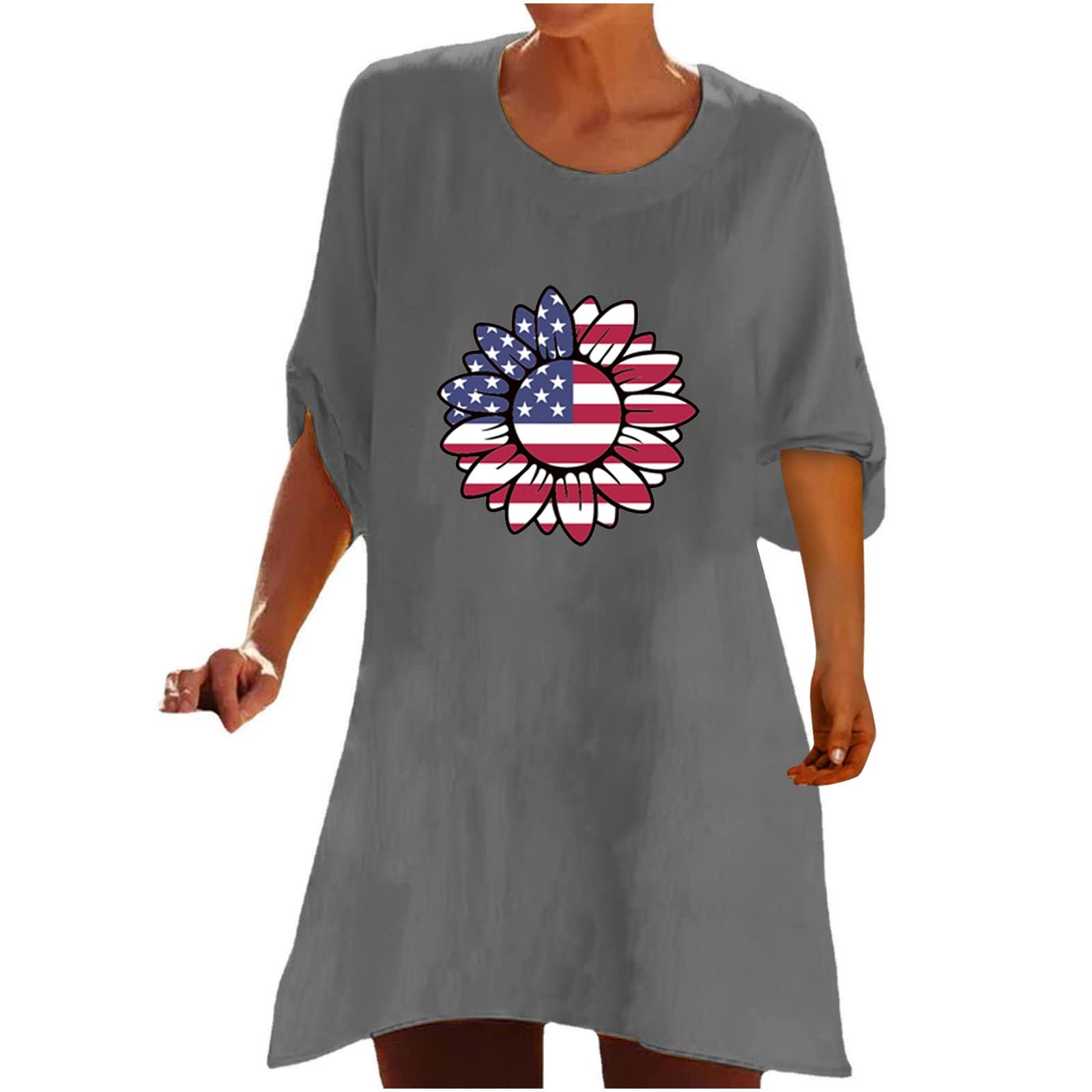 HRAPDA Women's Summer Floral Printed Half Sleeve Loose T-Shirt Blouse - Trendy O-Neck Casual Tunic Top for Beach, Vacation & Everyday Wear