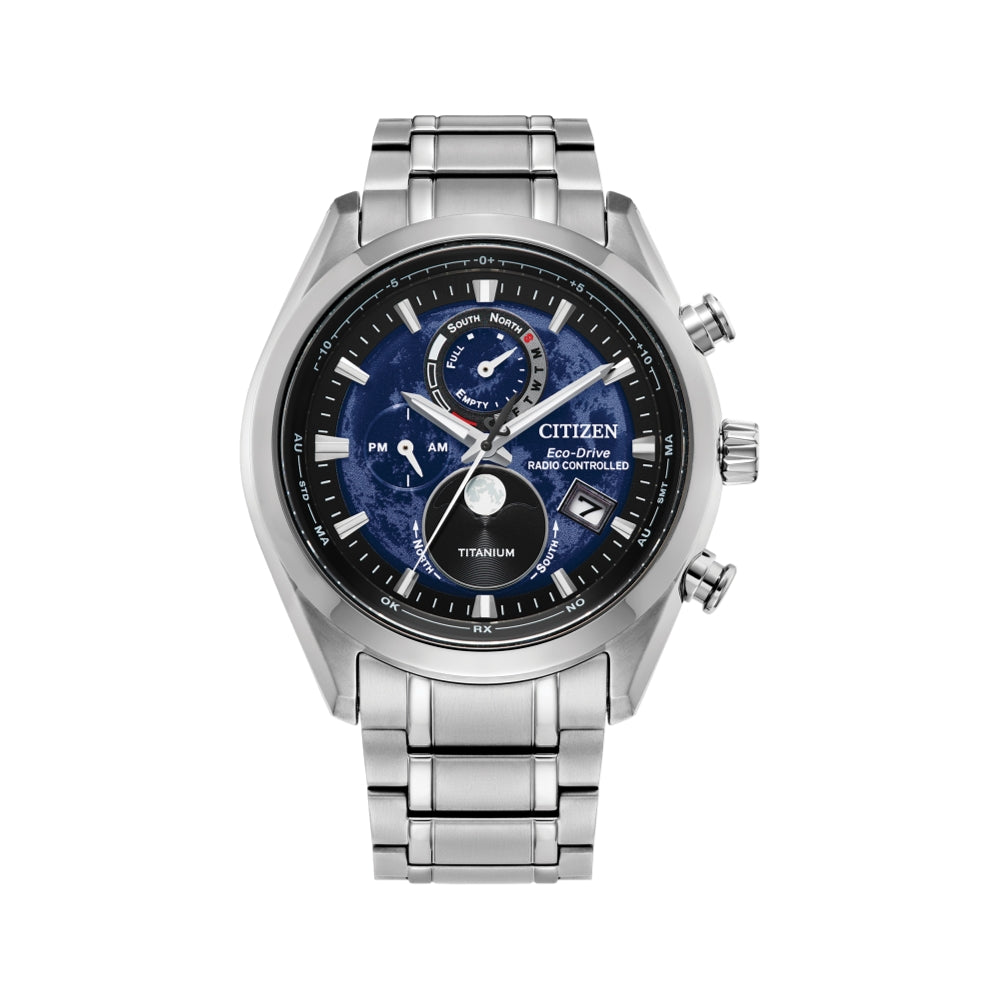 Tsuki Yomi A T Sport Luxury H874 Eco Drive 43mm Blue Dial Men's Watch with Bracelet - Perfect for Business, Casual Wear & Outdoor Activities