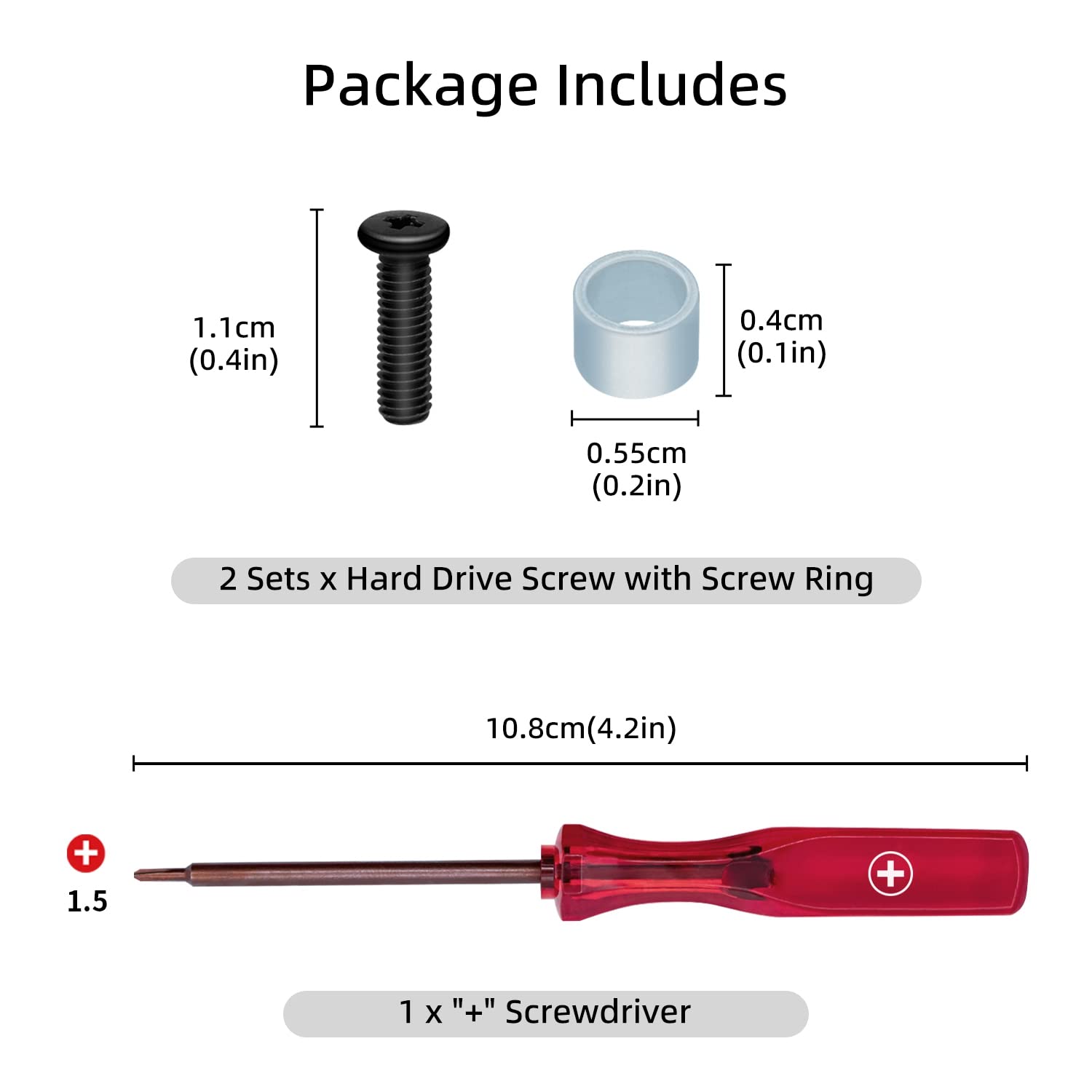 McBazel 2Pcs SSD Screws & 2Pcs Mounting Rings with Screwdriver Kit - PS5 SSD Upgrade & Repair Accessories (Not Compatible with PS5 Slim) | Perfect for Gaming Console Maintenance & DIY Solid State Drive Installation