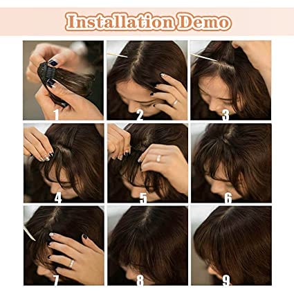 AL ZAHRA Clip-in Human Hair Bangs for Women - 100% Real Hair Wispy Fringe Extensions with Temples, Air & Flat Bangs (Black Brown) | Perfect for Daily Styling, Cosplay & Instant Hair Transformation