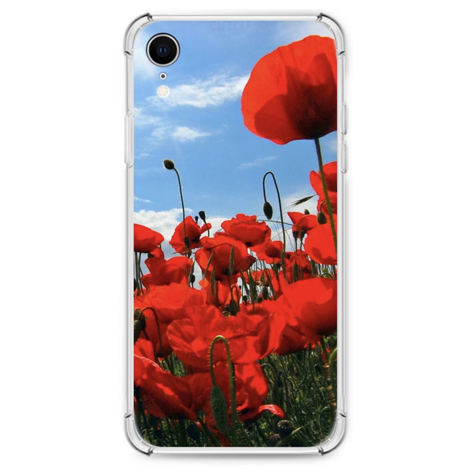 Premium iPhone XR Phone Case - Red Poppy Floral Design, Slim Fit Silicone TPU Protective Cover with Anti-Scratch Technology | Perfect for Everyday Use, Travel & Gift Giving