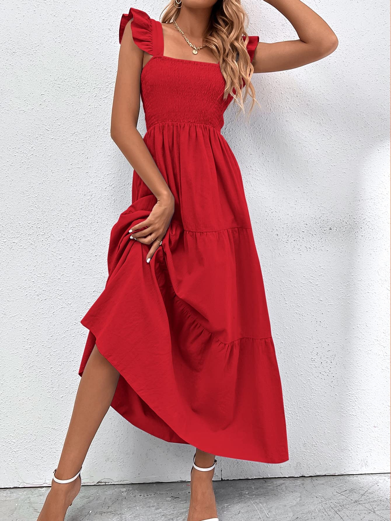 Boho Floral Maxi Dress for Women - Summer Beach Casual Spaghetti Strap Square Neck Long Sun Dress | Perfect for Vacations, Pool Parties & Tropical Getaways