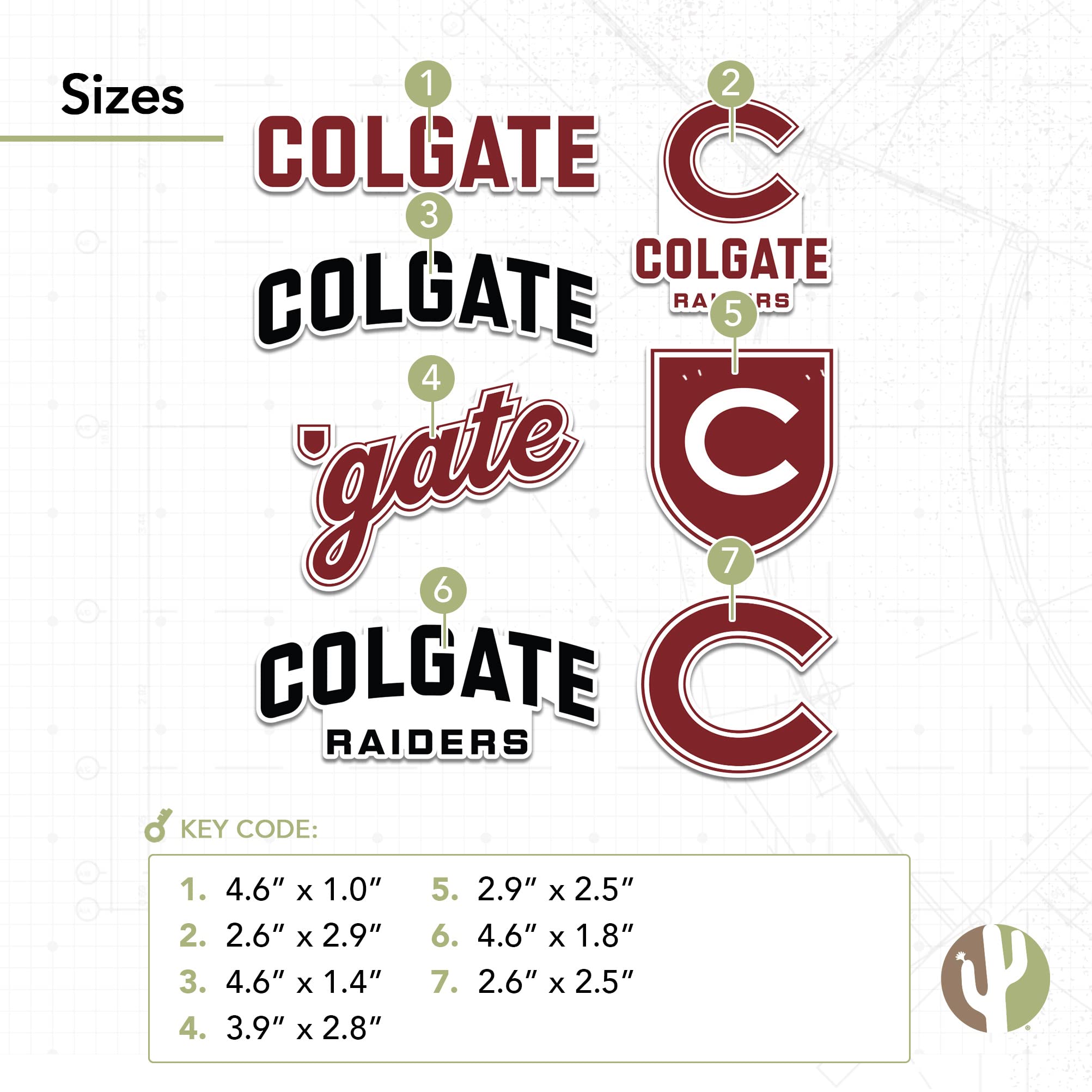 Colgate University Desert Cactus Vinyl Decals - Waterproof Stickers for Laptop, Water Bottle, Car & Scrapbook - Perfect for College Students, Alumni & Fans (Type 2)