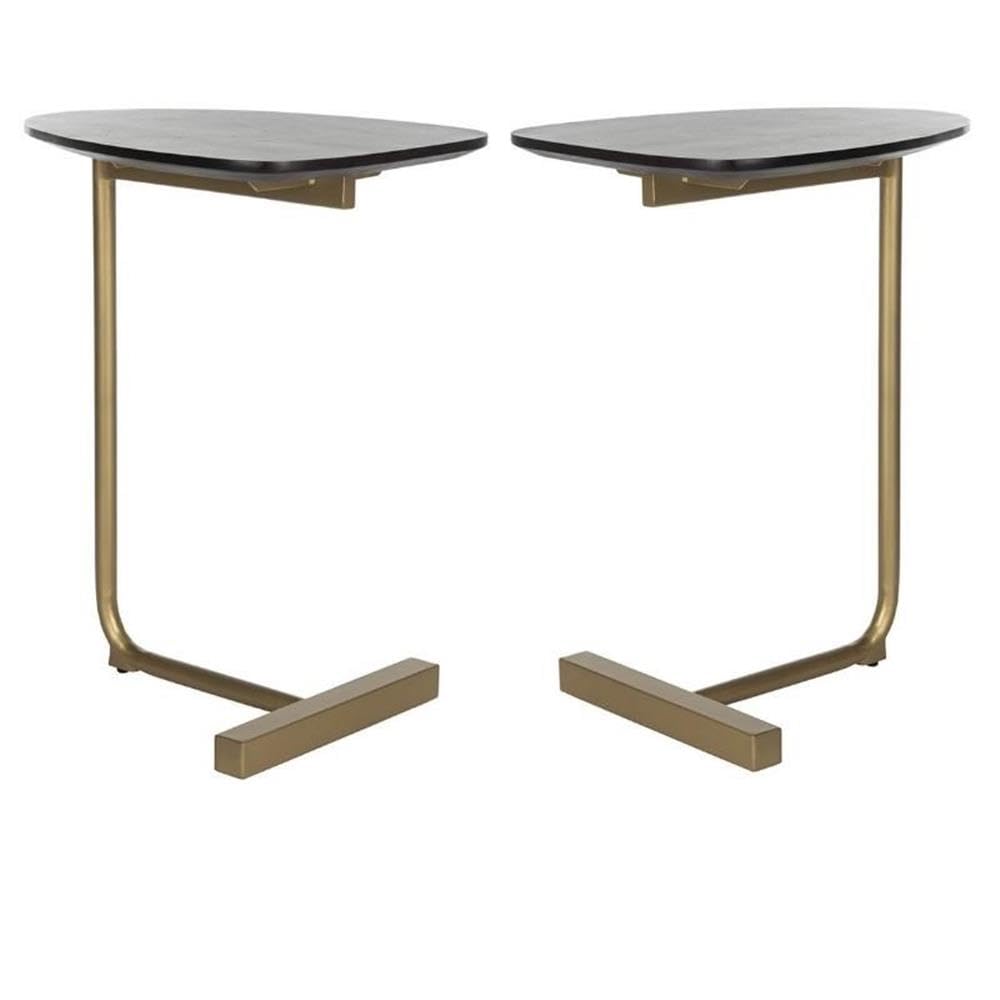 Black and Gold Home Square Accent End Table Set of 2 - Modern Side Tables for Living Room, Bedroom, or Office Decor