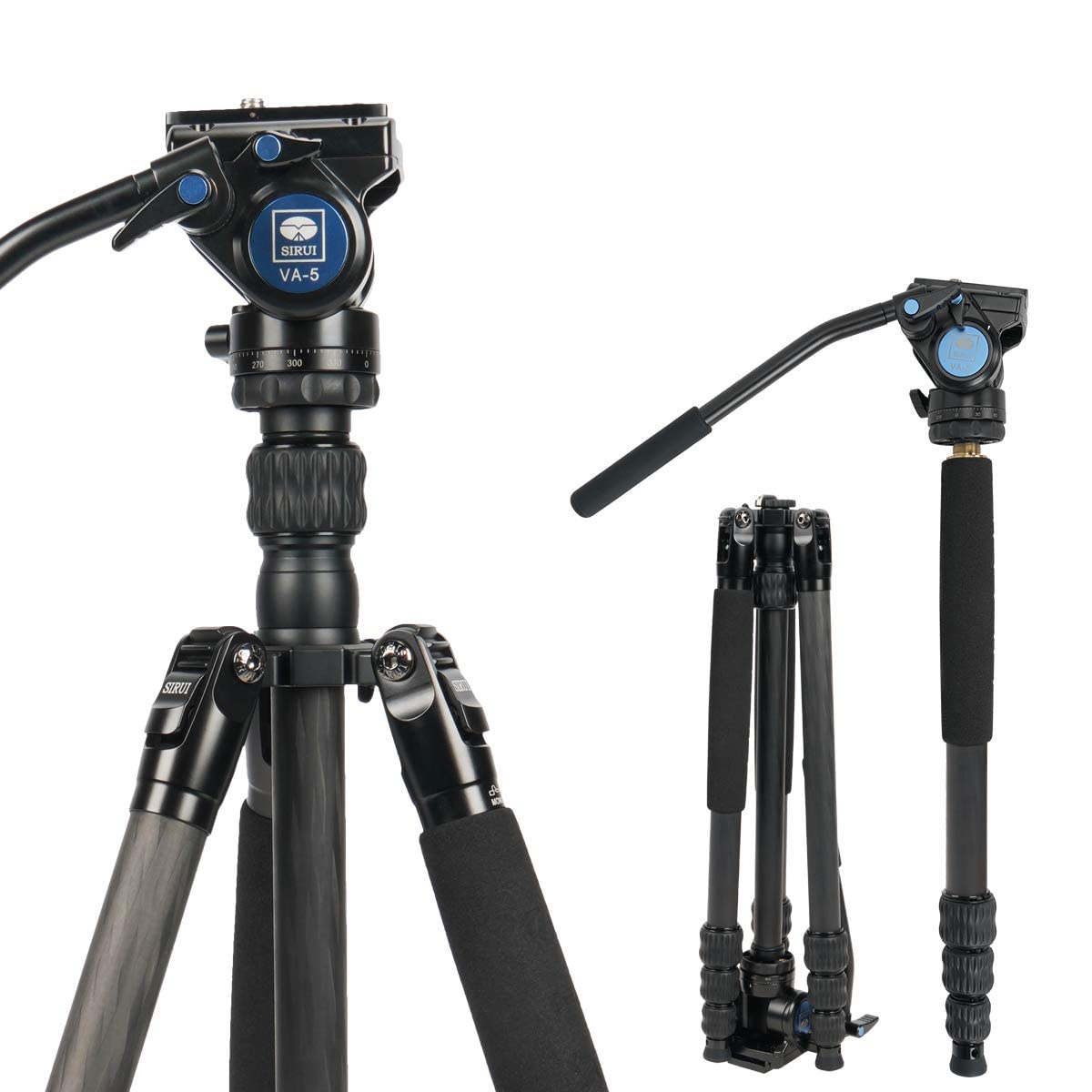 Sirui 2-in-1 Carbon Fiber Tripod & Monopod with VA-5 Fluid Head - 30.9lbs Load, 62.6