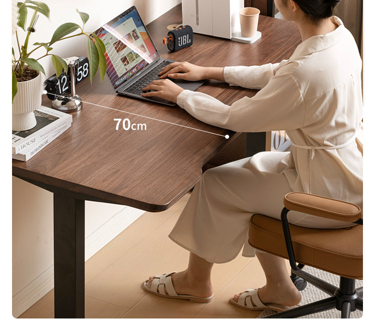Black Walnut Solid Wood Electric Standing Desk - Adjustable Height Office Desk for Home & Workspace - Perfect for Remote Work, Gaming, and Ergonomic Comfort