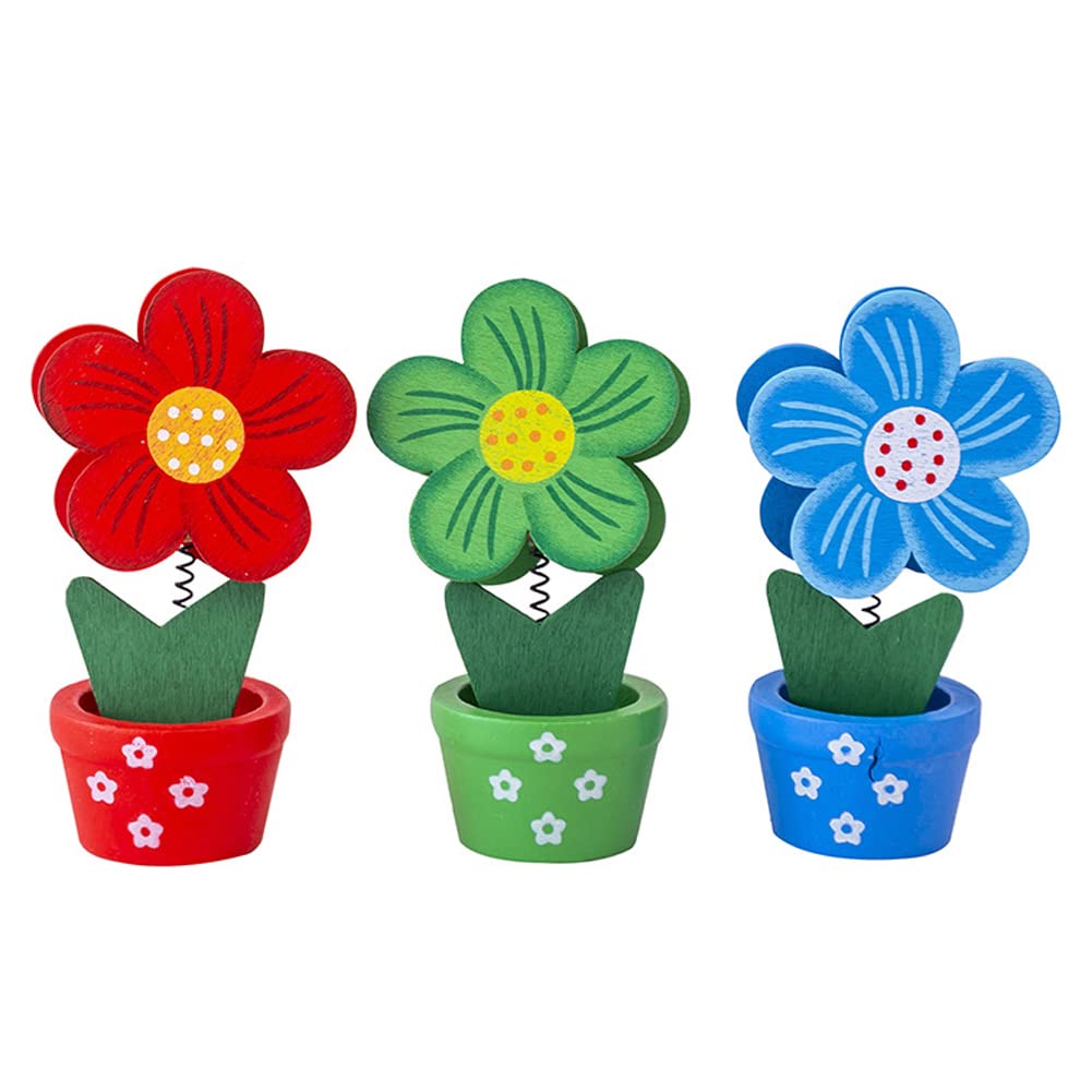 Teensery 6 Pcs Wooden Photo Holders - Table Name Card Stands, Flower Pot Picture Clips for Wedding, Birthday Party & Home Decor (Ideal for Place Cards, Memo Notes & Photo Displays)