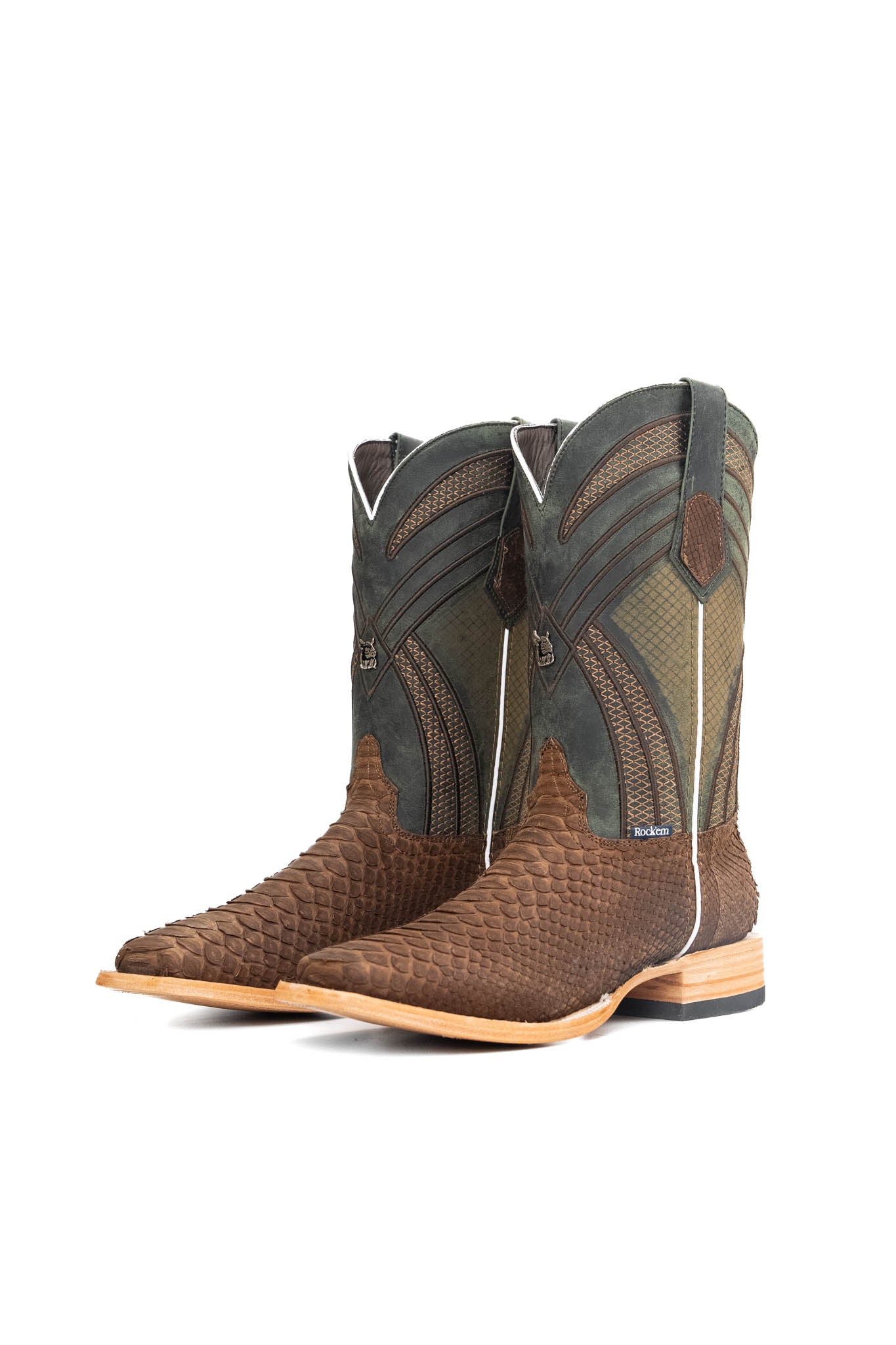 Monroe Python Exotic Square Toe Cowboy Boots for Men - Genuine Leather Western Boots with Square Toe Design - Perfect for Country Dancing, Rodeo Events & Western Fashion