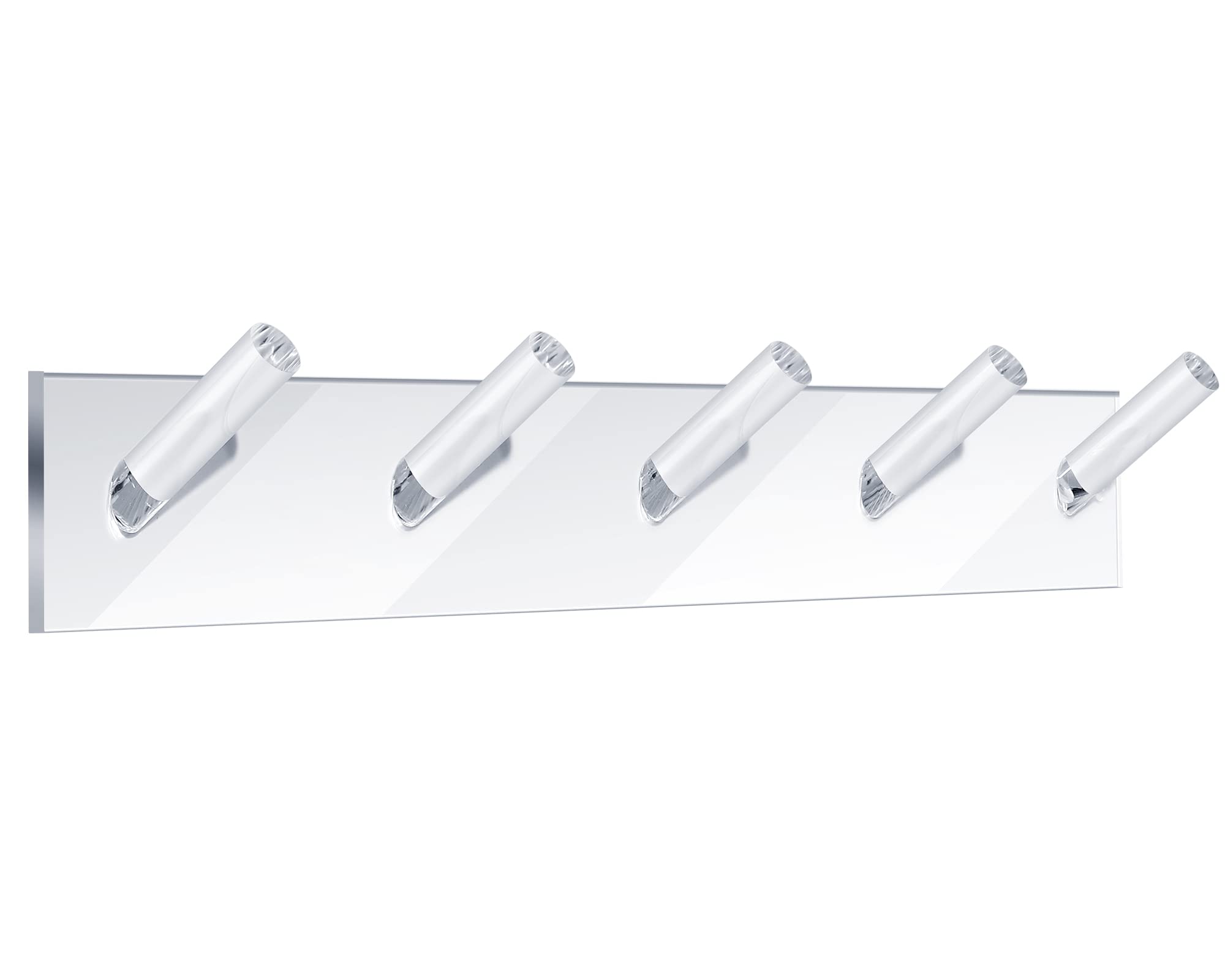 1 Pcs Clear Acrylic Wall Mounted Necklace Organizer with 6 Hooks - Adhesive Jewelry Holder for Necklaces, Bracelets, Rings & Chains - Perfect for Bedroom, Bathroom, Closet & Dorm Organization