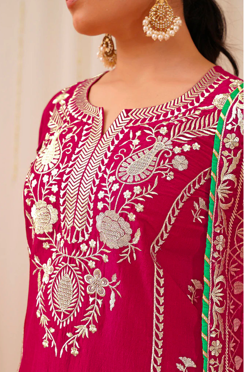 Elegant Pink Silk Blend Designer Kurta Set for Women | Stylish Indian Ethnic Wear for Parties, Weddings & Festivals