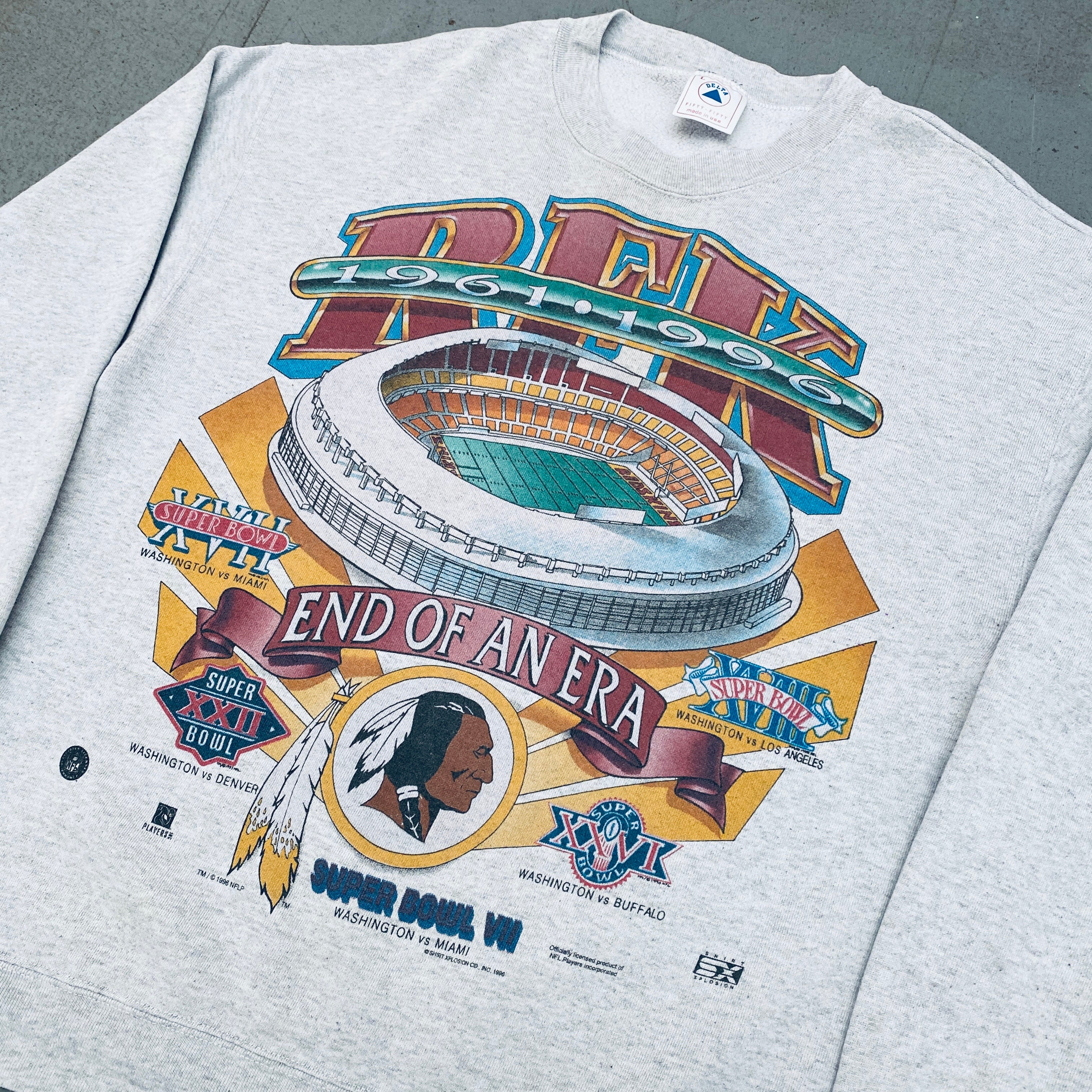 Washington Redskins 1996 RFK Stadium End of Era Graphic Sweatshirt (Large) - Vintage NFL Football Fan Gear for Game Day & Collectors