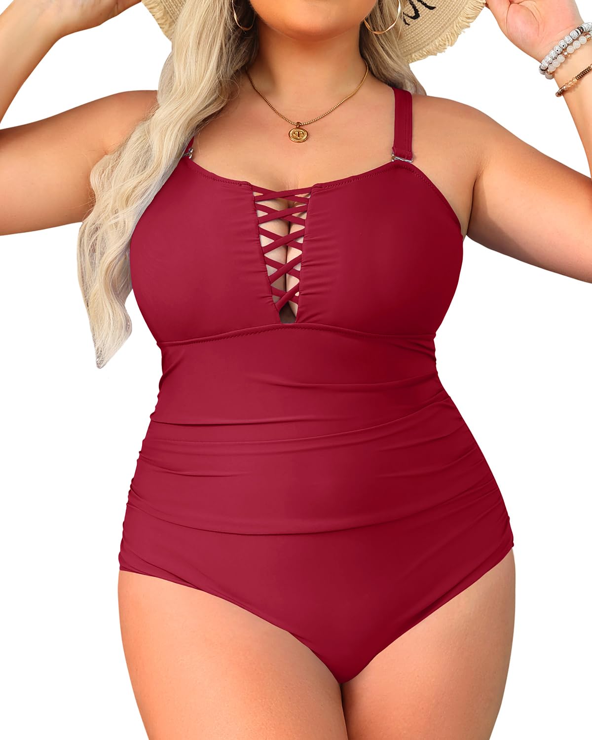 Yonique Women's Plus Size One Piece Swimsuit with Tummy Control - Vintage Bathing Suit for Women - Perfect for Beach Vacations, Pool Parties & Summer Getaways