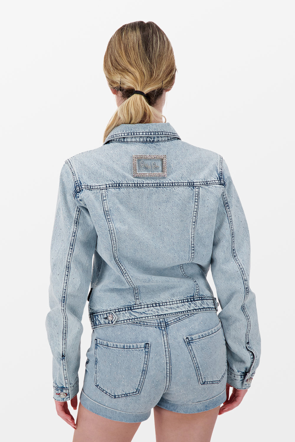 Philipp Plein Blue Denim Jacket for Men - Stylish Distressed Washed Denim Jacket with Embroidered Logo | Perfect for Casual Outfits, Streetwear & Night Out