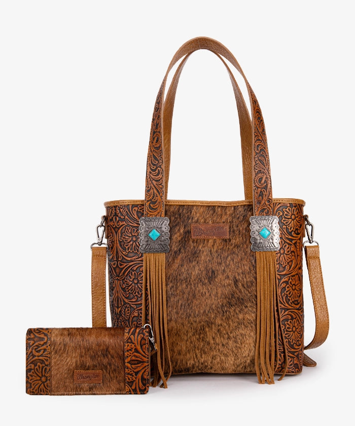 Wrangler Genuine Cowhide Leather Fringe Crossbody Purse for Women - Stylish Concealed Carry Handbag for Everyday Use, Travel & Outdoor Adventures