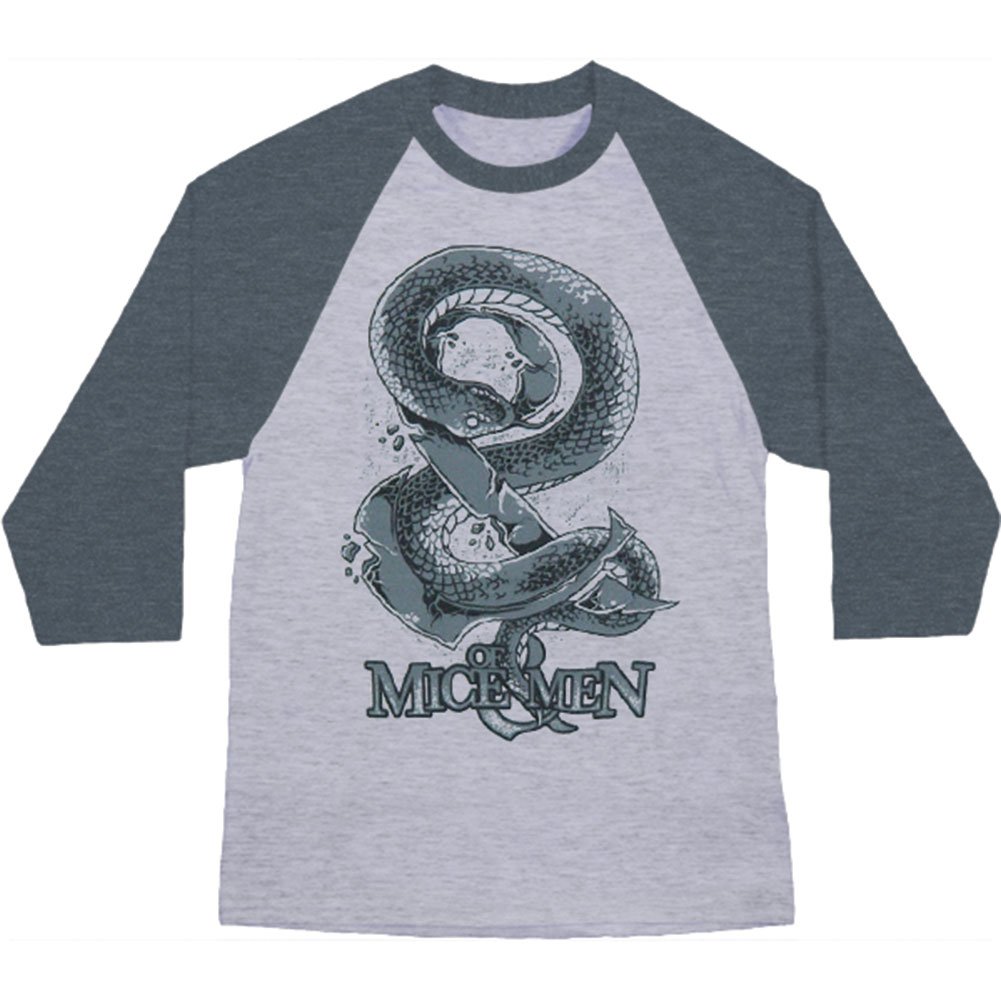 Of Mice & Men Men's Snake Baseball Jersey Grey - Stylish & Comfortable for Games, Concerts & Casual Wear