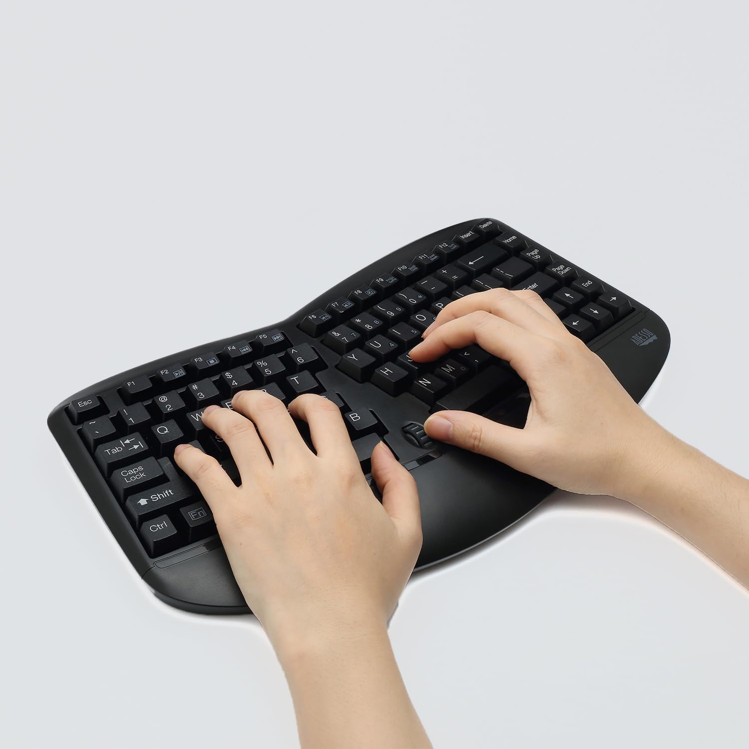 Adesso WKB-1150CB Wireless Keyboard and Mouse Combo - Ergonomic Curved Design, 2.4GHz USB Receiver, Plug & Play for PC/Mac - Perfect for Office, Home & Gaming Use