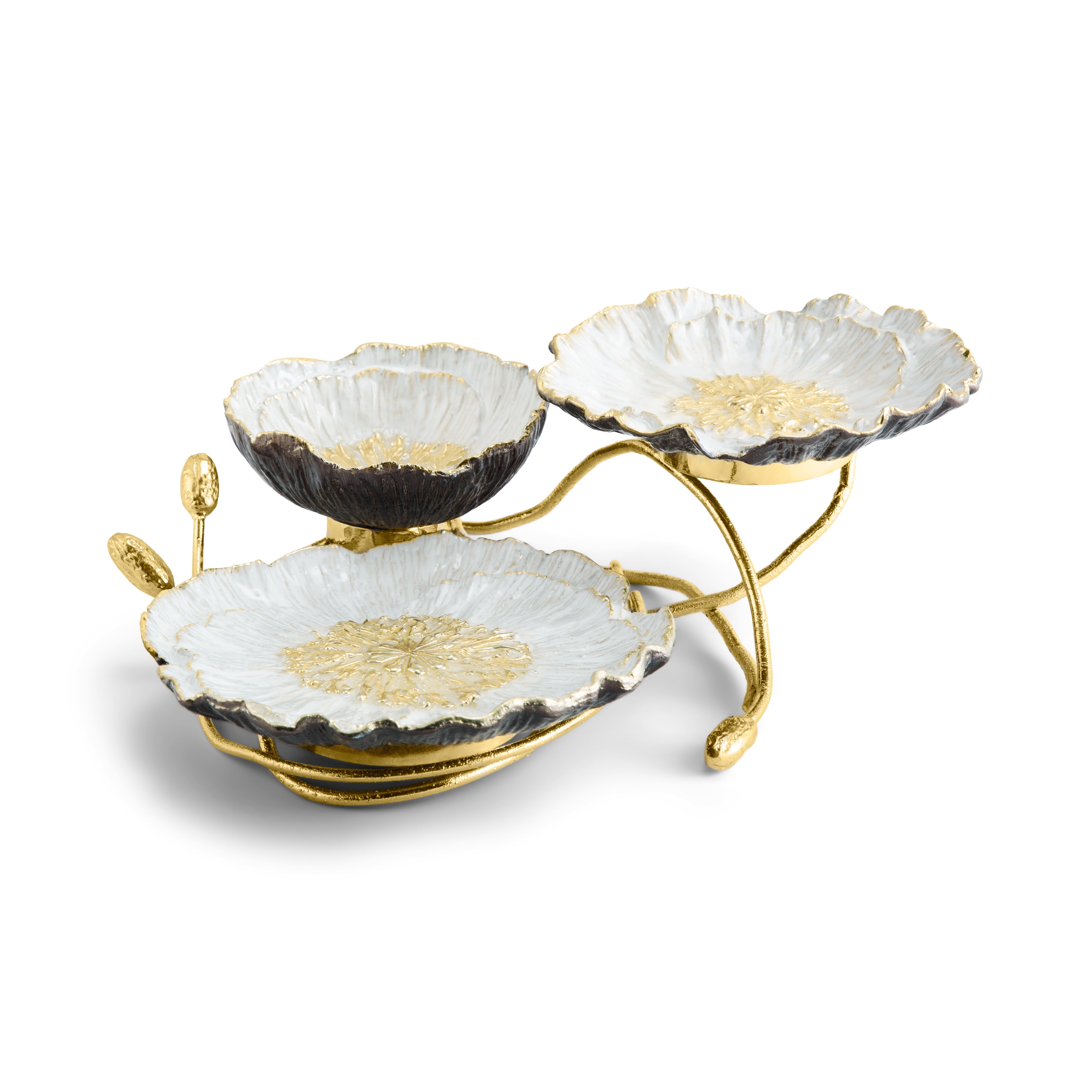 3 Tier Anemone Serving Dish - Elegant Decorative Tray for Desserts, Snacks & Party Food Display - Perfect for Weddings, Tea Parties & Home Decor