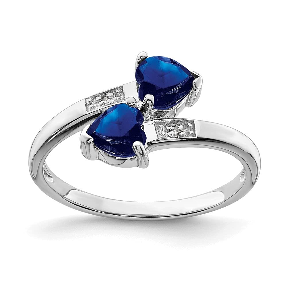 Sterling Silver Dark Sapphire & Diamond Heart Engagement Ring for Women - Size 6 | Perfect Proposal, Anniversary & Wedding Jewelry Gift