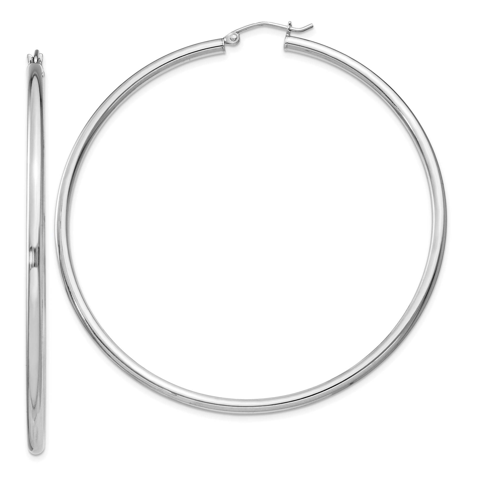 925 Sterling Silver 2.5mm Round Extra Large Hoop Earrings for Women - Hypoallergenic Fashion Jewelry for Everyday Wear, Parties & Special Occasions