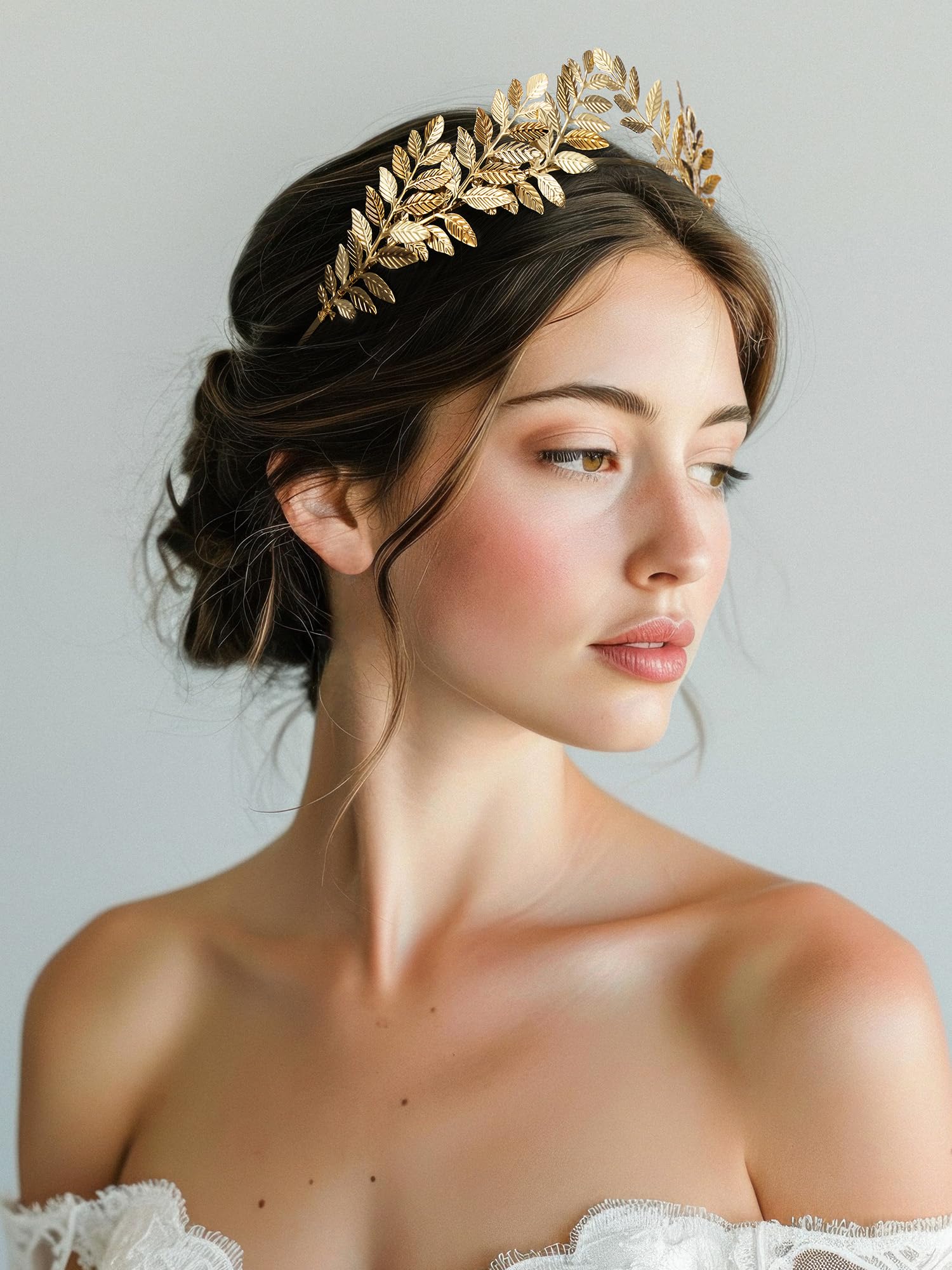 SWEETV Gold Goddess Crown Bridal Headpiece - Leaf Tiara Wedding Hair Accessories for Women & Girls | Greek Style Bridesmaid, Prom, Festival & Queen Costume Jewelry | Perfect for Weddings, Pageants, Cosplay & Special Occasions