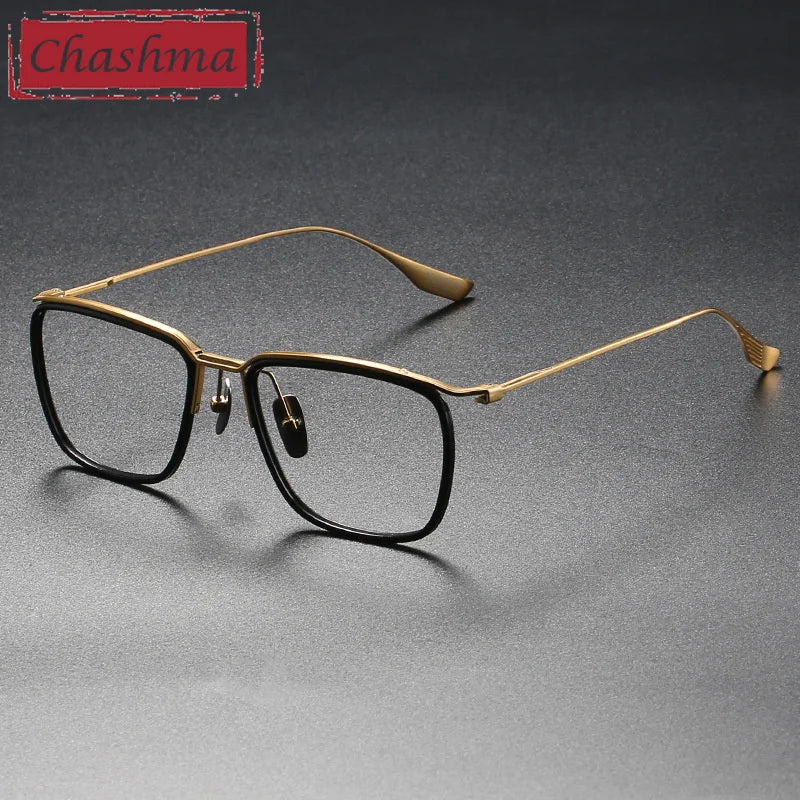 Unisex Full Rim Square Titanium Acetate Eyeglasses 84106 - Lightweight & Durable Frame for Men & Women - Perfect for Office, Reading & Fashion Accessories