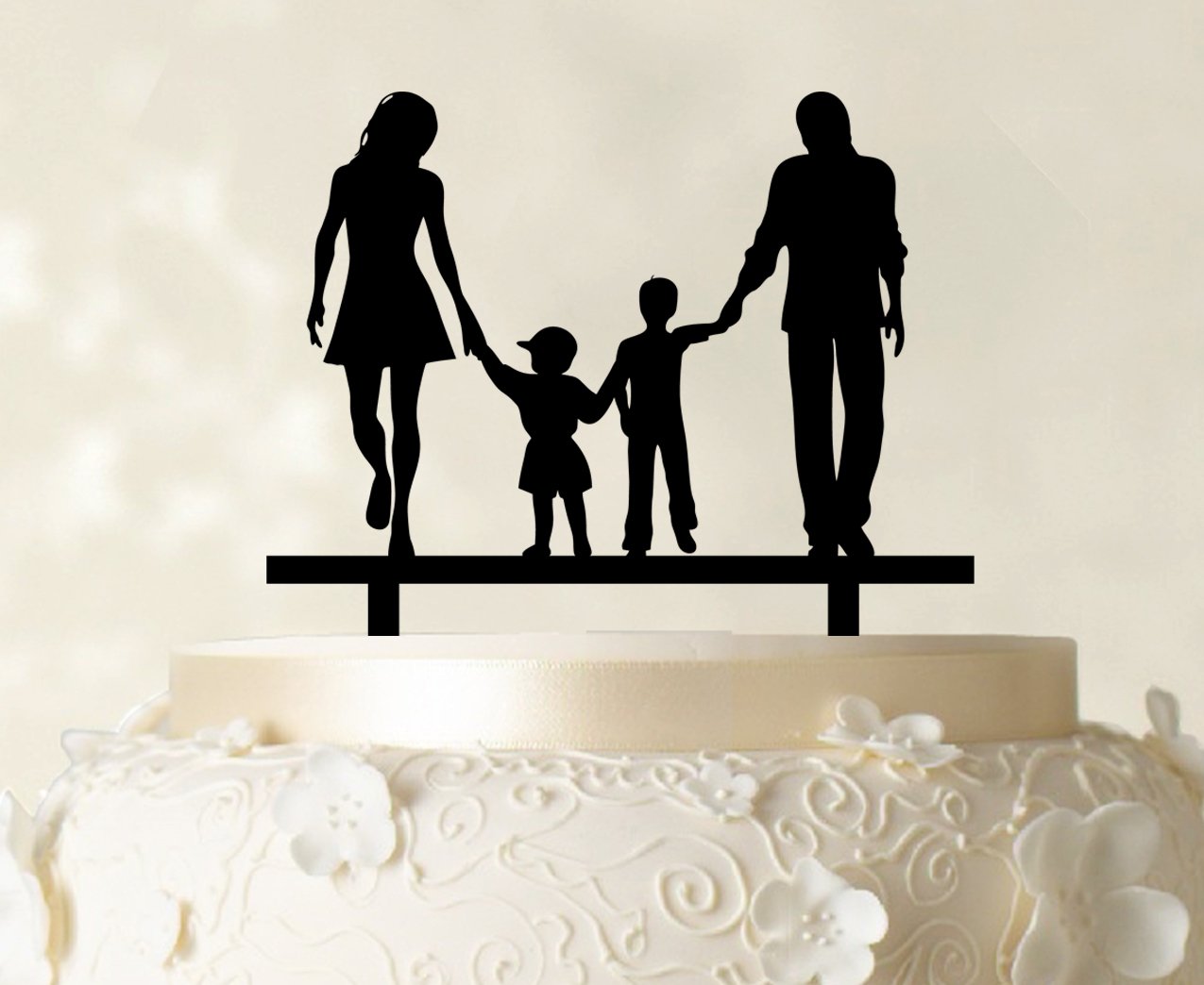 Personalized Wedding Cake Topper with Family Silhouette - Customizable Cake Decorations for Weddings, Anniversaries & Special Occasions - 6