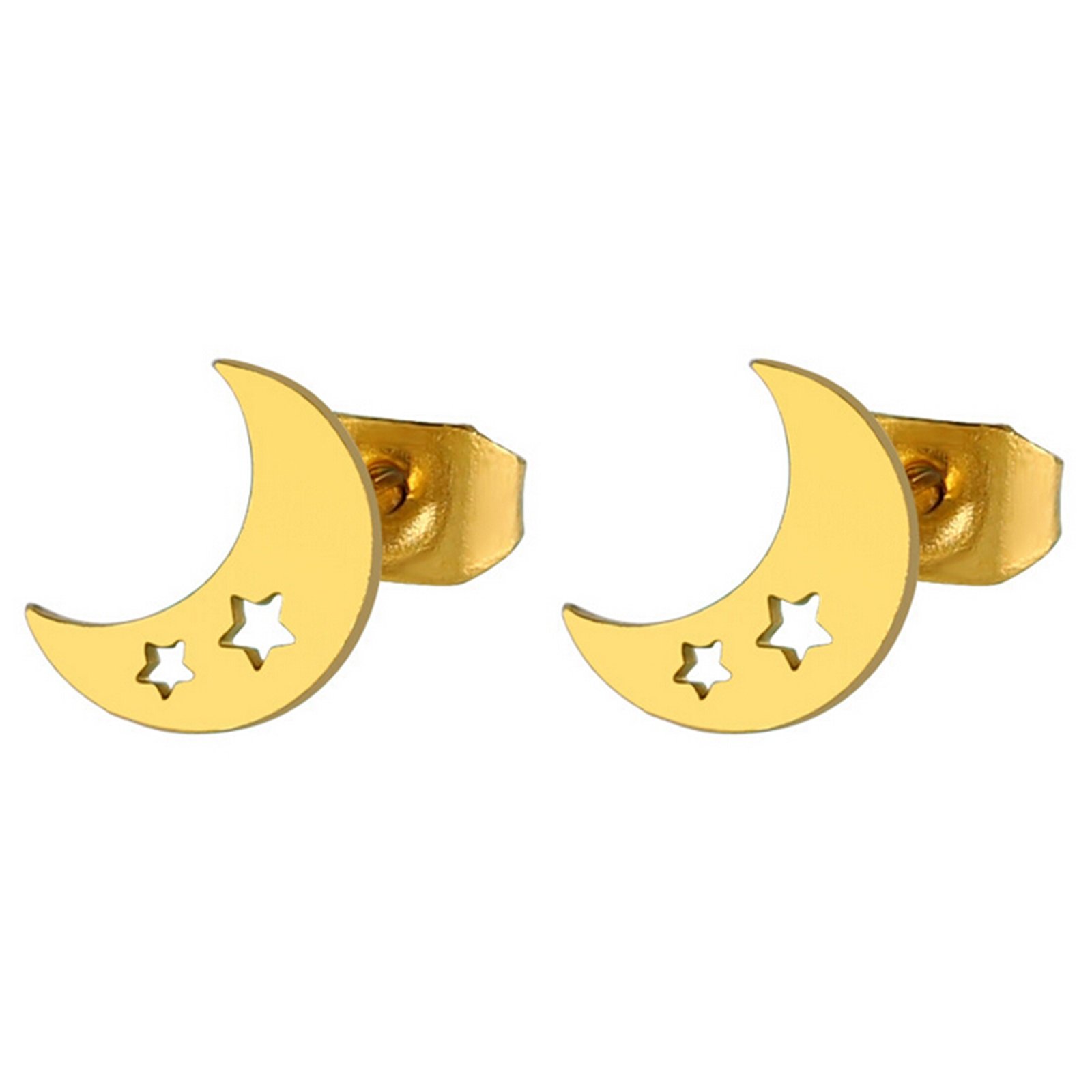 Black Stainless Steel Moon Stud Earrings Set - 3 Pairs Pack for Women | Hypoallergenic Fashion Jewelry for Everyday Wear, Parties & Gifts