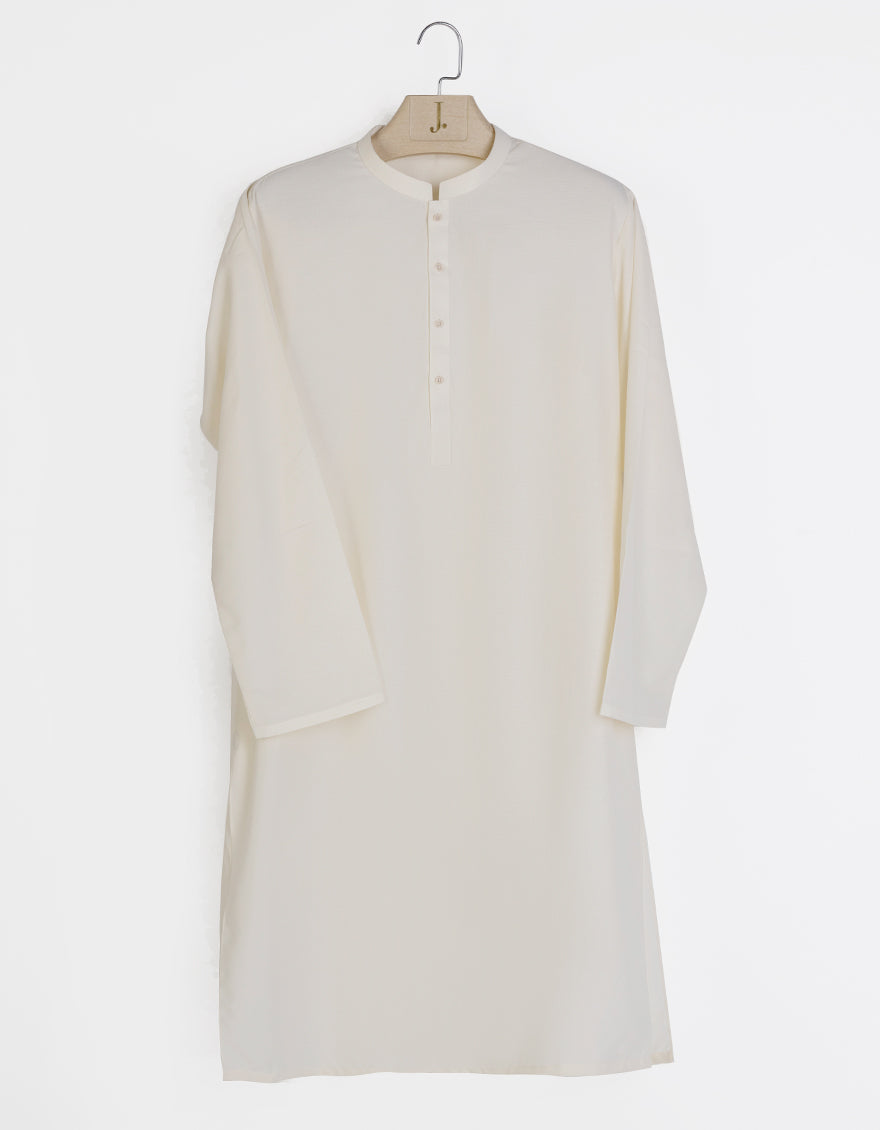 Blended White Kurta by J. Junaid Jamshed | Premium Cotton Embroidered Pakistani Traditional Dress for Men | Perfect for Eid, Weddings & Formal Occasions