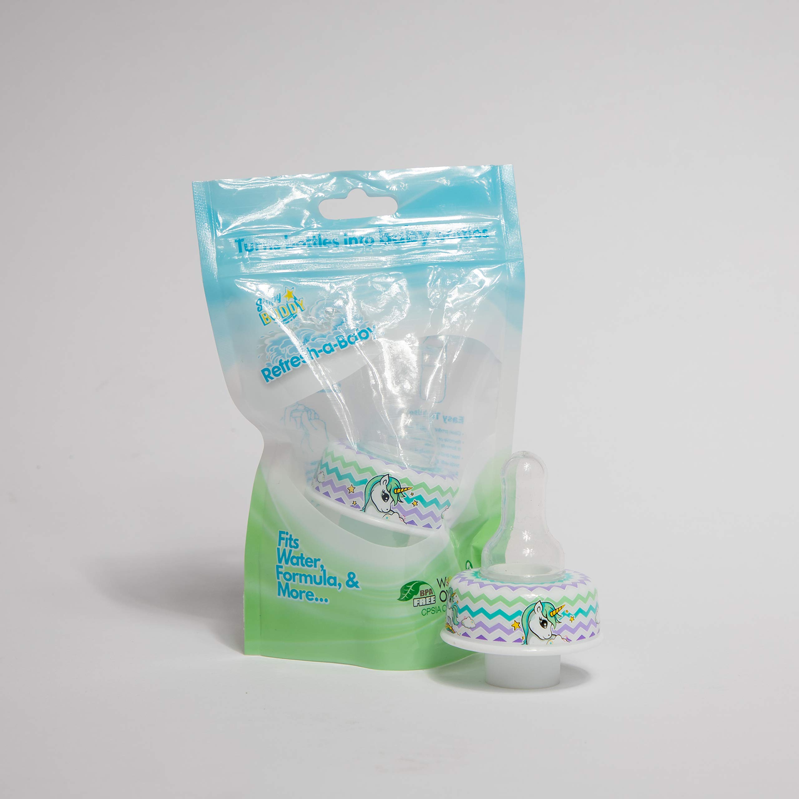 Refresh-A-Baby 2-Pack Unicorn Baby Bottle Adapter - Convert Any Water Bottle into a Baby Bottle for Formula or Breastmilk - Perfect for Travel, Daycare & On-The-Go Feeding