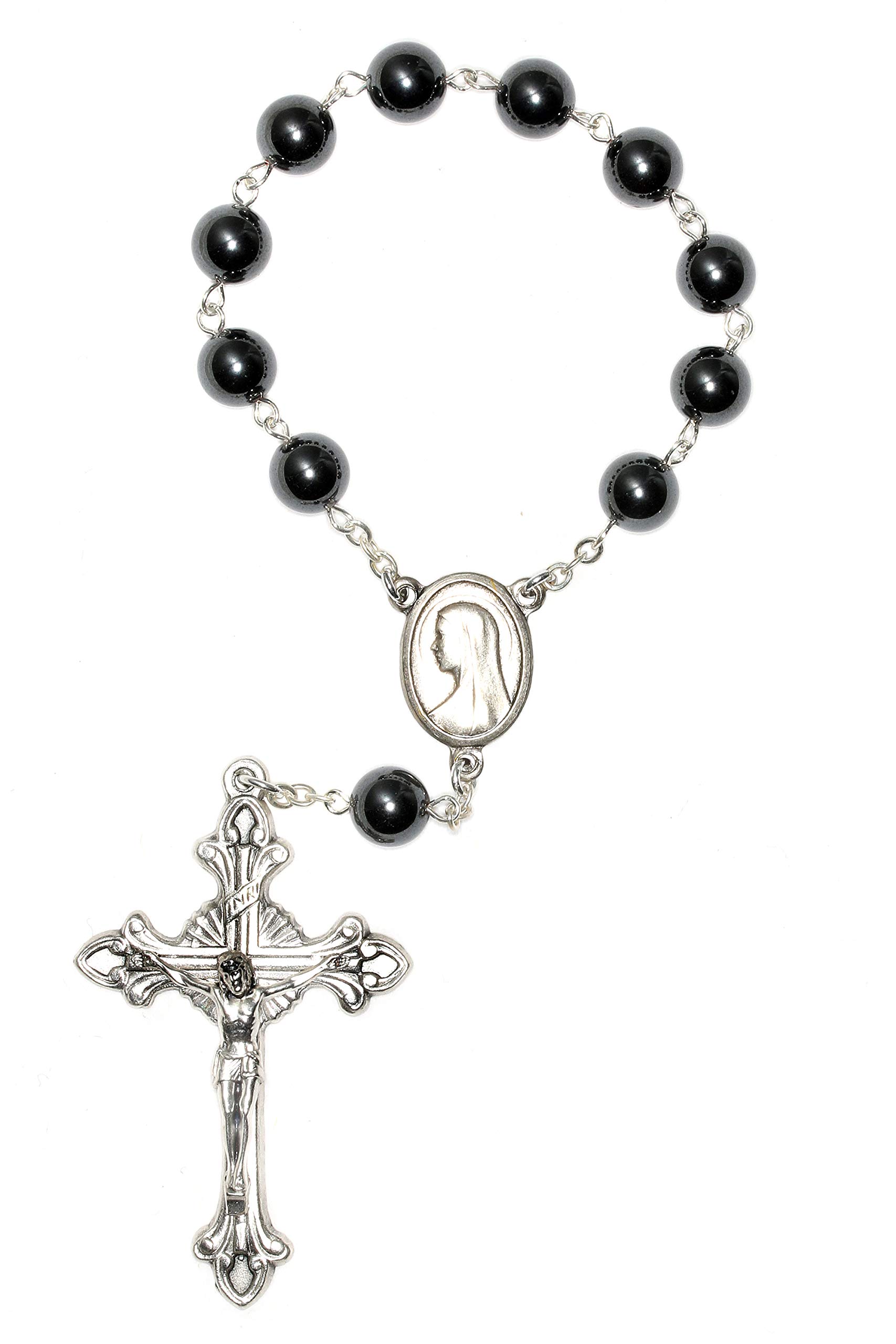 Gemstone Catholic Prayer One Decade Rosary - Pocket or Auto Clasp for Hanging - Includes Holy Card & Gemstone Meaning Guide - Perfect for Communion, Confirmation, RCIA, Christmas, Easter, Reconciliation & Weddings - Ideal for Prayer, Meditation & Religious Gifting