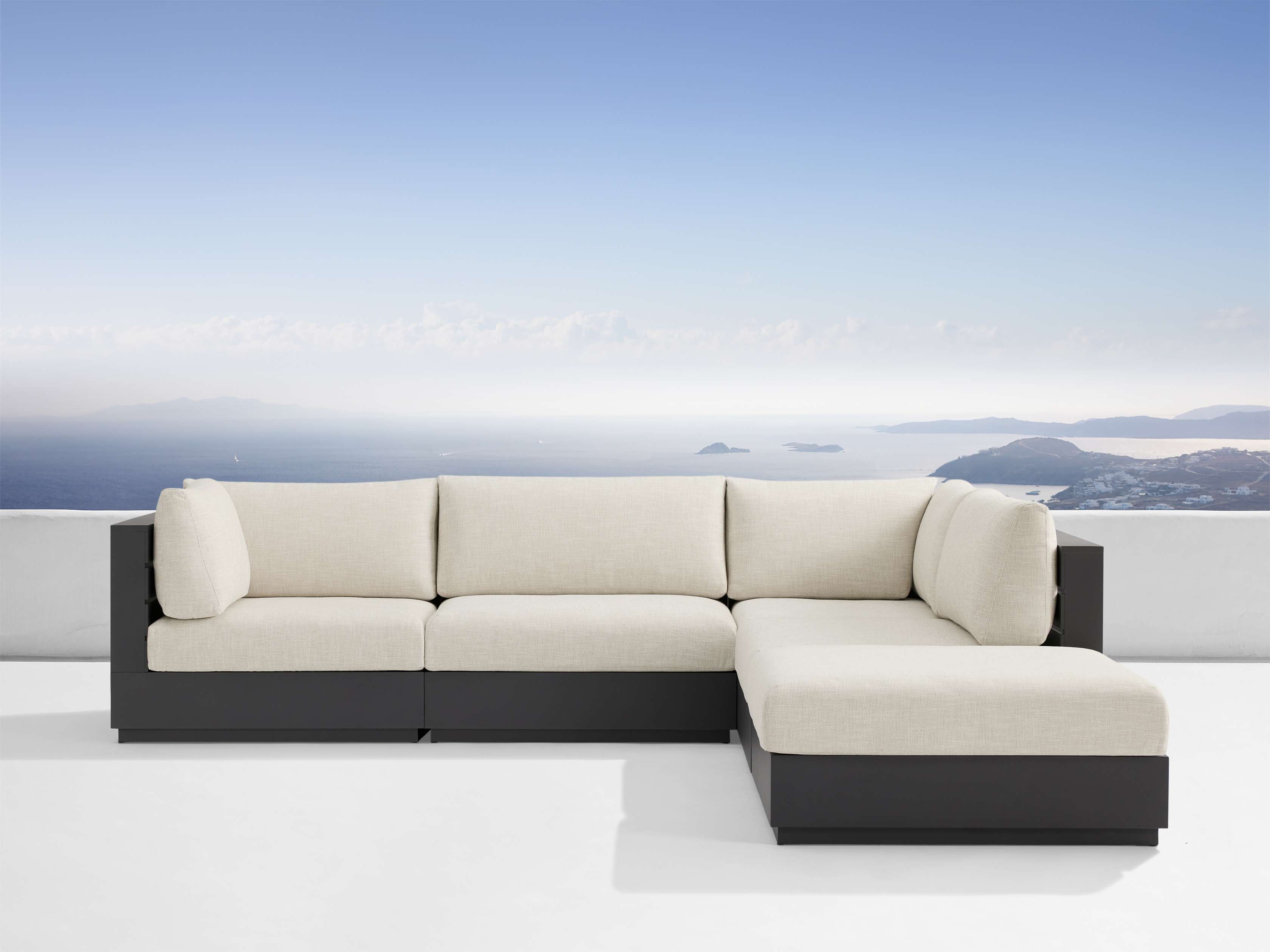 Bal Harbour 5-Piece Outdoor Aluminum Sectional Set with Ottoman - Patio, Poolside & Backyard Lounge Furniture for Relaxing & Entertaining