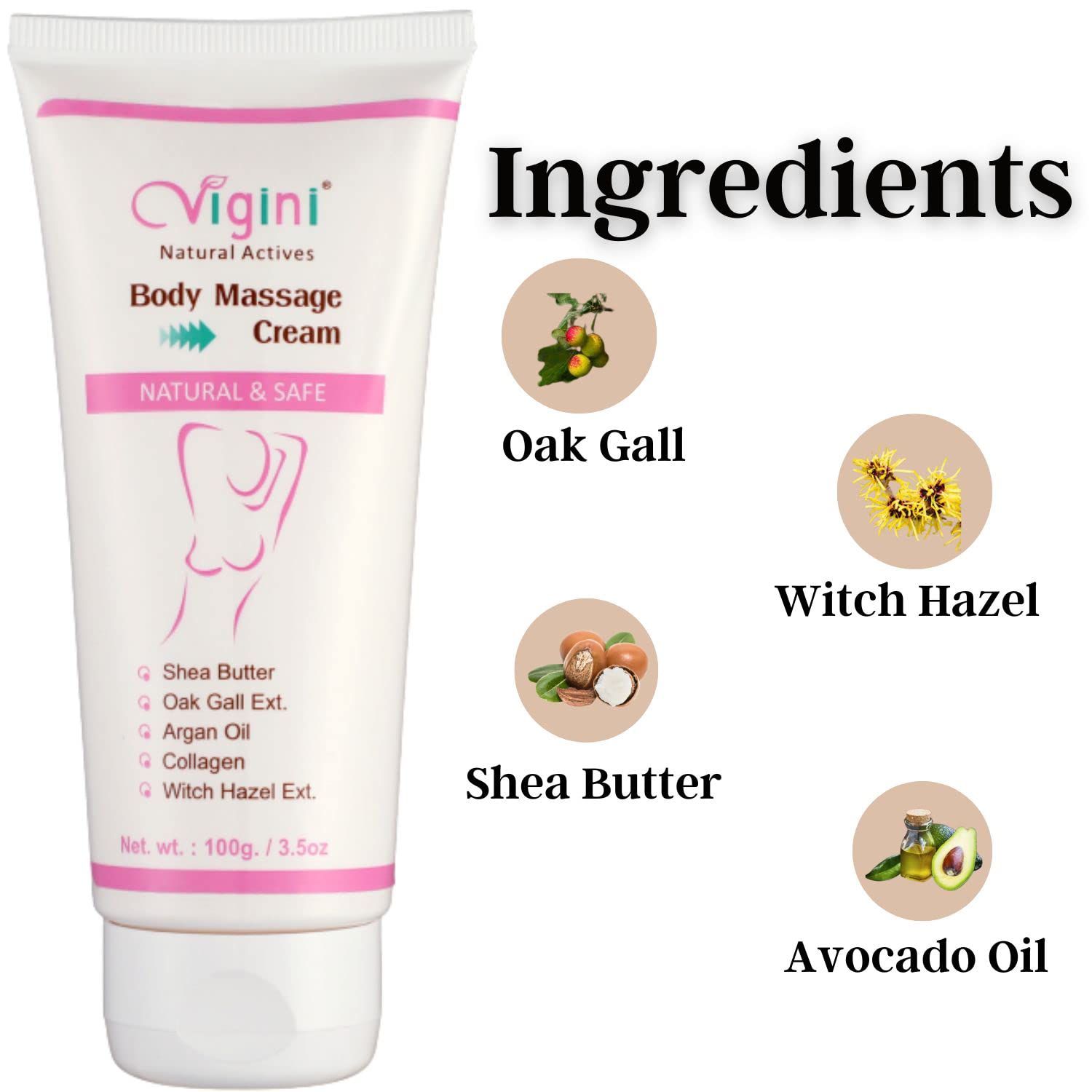 Vigini Natural Body Skin Toner Massage Gel - Anti-Aging & Moisturizing Cream for Women | Water-Based, Fragrance-Free Vaginal Lubricant | 200G | Perfect for Daily Hydration & Intimate Care