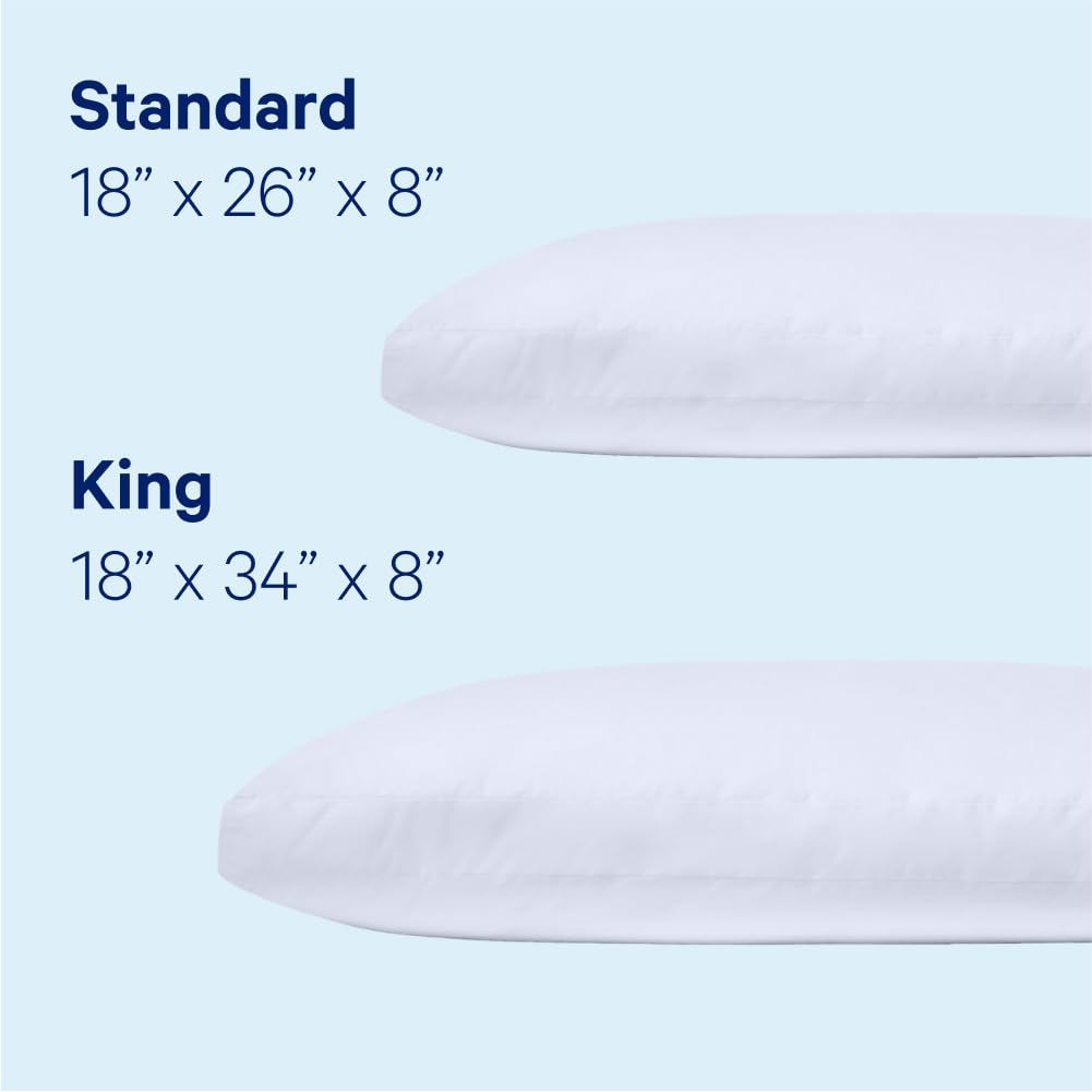 Casper Sleep Essential Pillow - King Size Cooling Memory Foam Pillow for Side, Back & Stomach Sleepers - White Bed Pillow for Neck Pain Relief & Better Sleep - Perfect for Home, Hotel & Travel Use