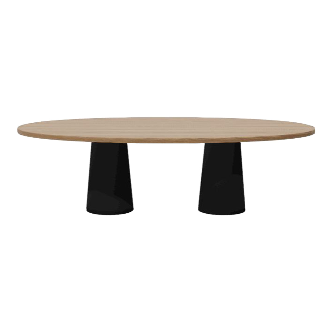 Modern Large Oval Dining Table with Double Foot Base - Perfect for Family Gatherings & Dinner Parties