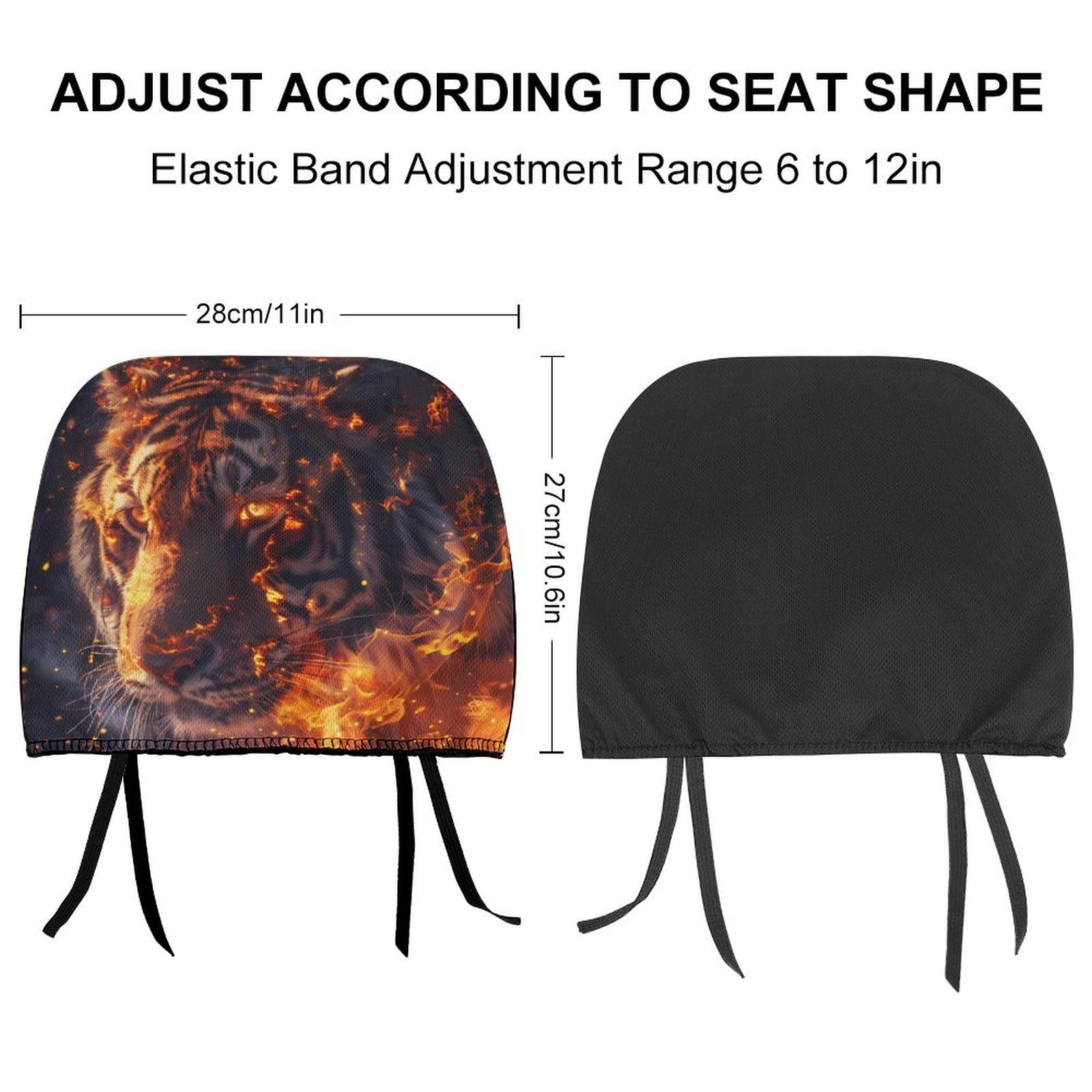 Fire Tiger Universal Car Headrest Cover - Full Wrap Seat Protector (2 Pack) - Soft & Durable Car Accessories for Comfort & Style - Perfect for Road Trips & Daily Commutes