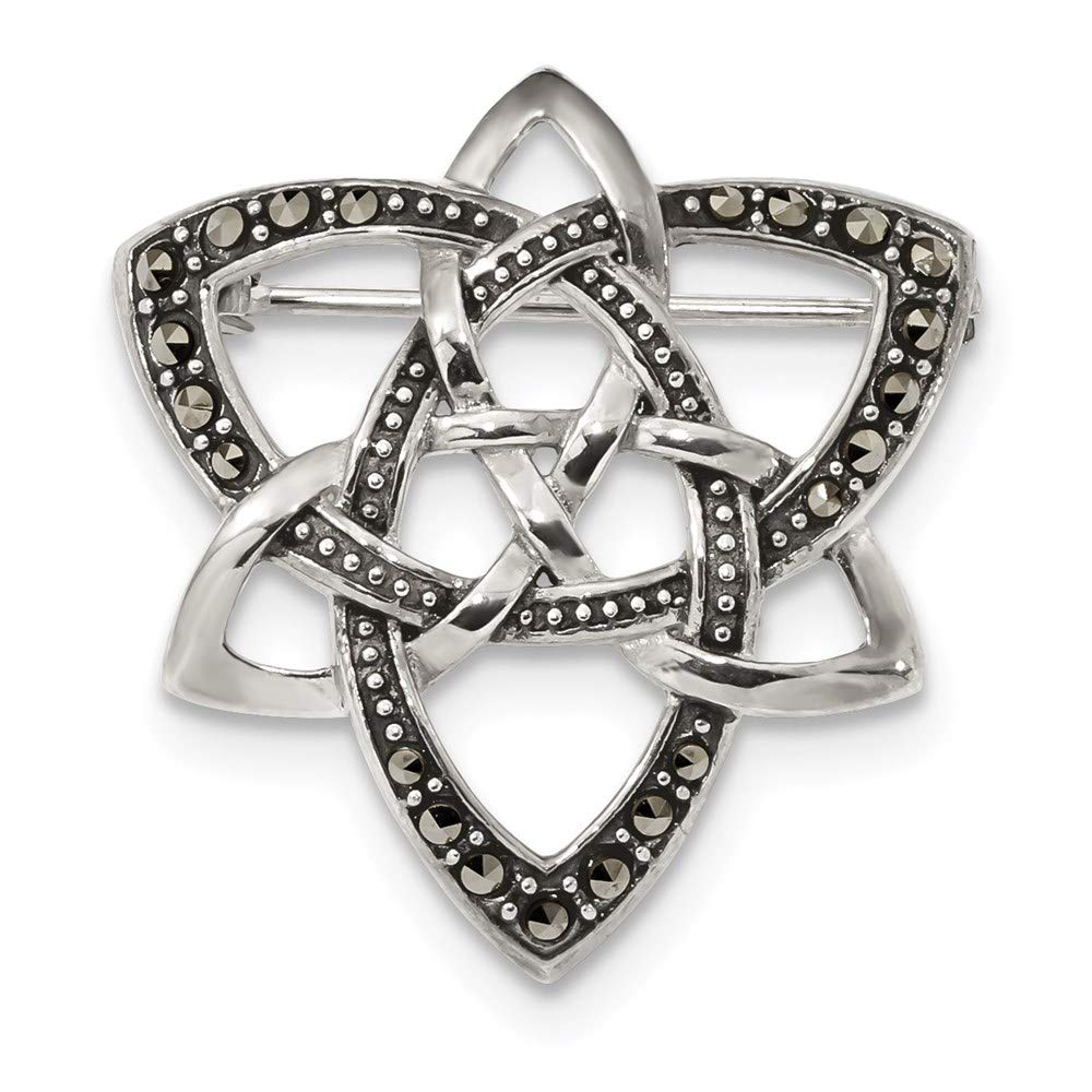 Ryan Jonathan Sterling Silver Marcasite Celtic Knot Brooch Pin - Vintage Inspired Jewelry for Women, Perfect for Weddings, Parties & Special Occasions