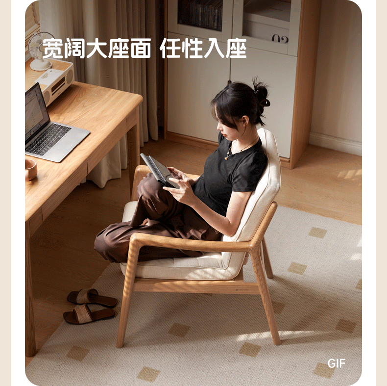 Ergonomic Oak Solid Wood Study Chair with Soft Padded Seat - Perfect for Home Office, Library & Reading Nook Comfort