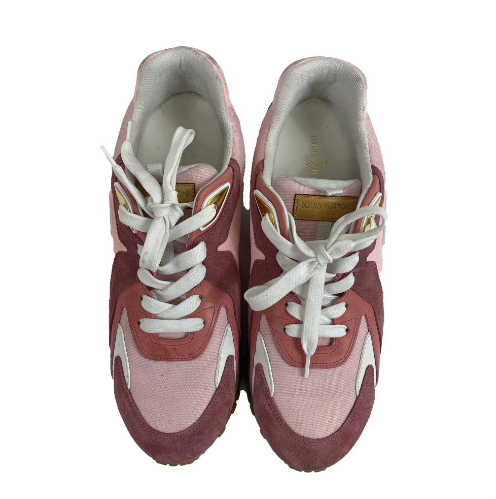 Louis Vuitton Run Away Low Top Sneakers for Women - White & Pink Suede - Size 40 US 10 | Fashionable Casual Shoes for Streetwear & Everyday Wear