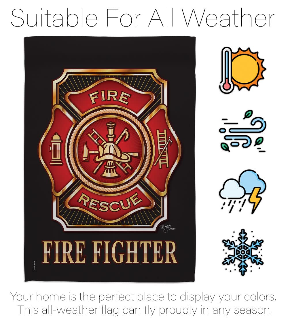 Firefighter Garden Flag Set with Stand - Red Line Hero Support for Yard & Home Decor