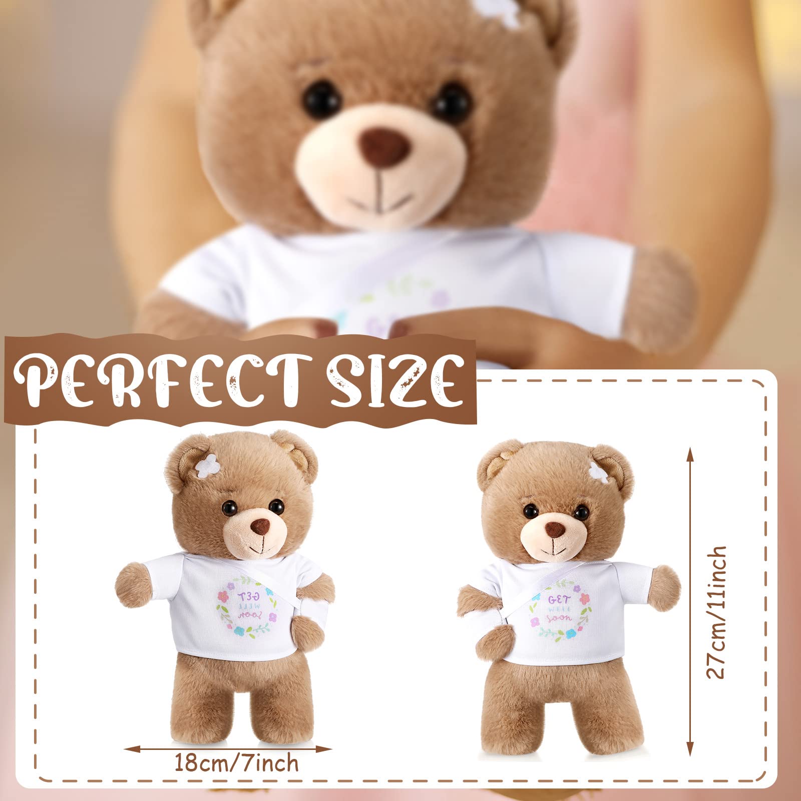 Deekin 10-inch White Broken Arm Bear Stuffed Animal - Get Well Soon Gift for Kids & Adults After Surgery, Soft Plush with Bandage - Perfect for Hospital Recovery, Comfort Gifts, and Cheering Up Loved Ones